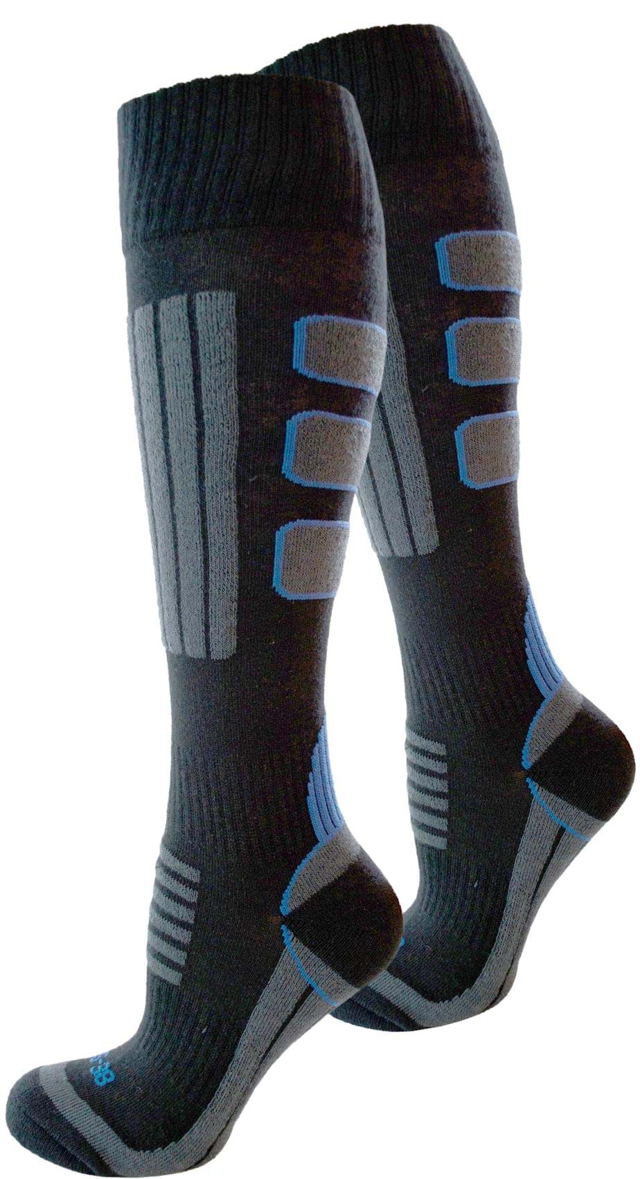 Zeige Details für 2 Paar Coolmax Ski-Kniestrümpfe Schwarz/Grau/Blau Bild von 2 Paar Coolmax Ski-Kniestrümpfe Schwarz/Grau/Blau