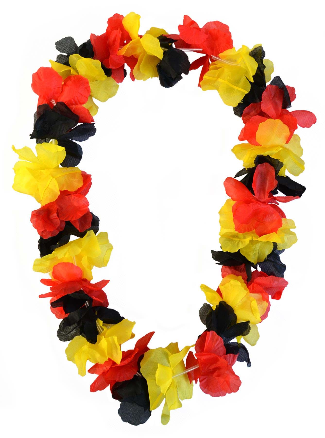 Bild von Hawaii-Kette Deutschland - 120 cm - Extra große Blüten Schwarz/Rot/Gelb