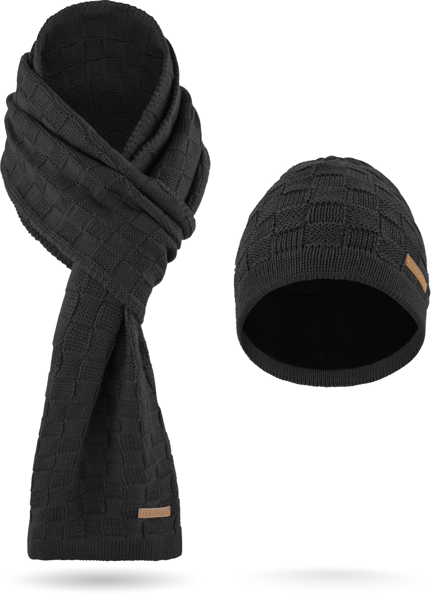 Zeige Details für Winterset aus Merinowolle Schal und Mütze Muster „Yuma“ Anthrazit Bild von Winterset aus Merinowolle Schal und Mütze Muster „Yuma“ Anthrazit