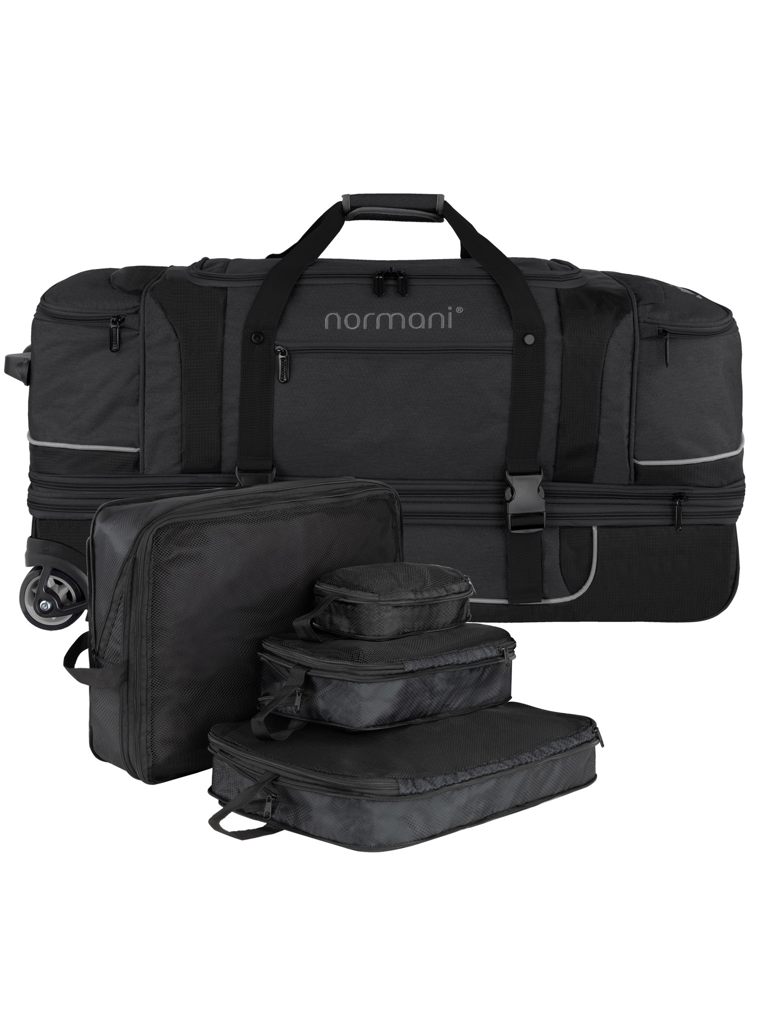 Zeige Details für Reisetrolley 120-150 L mit Kleidertaschen Schwarz/Grau Bild von Reisetrolley 120-150 L mit Kleidertaschen Schwarz/Grau