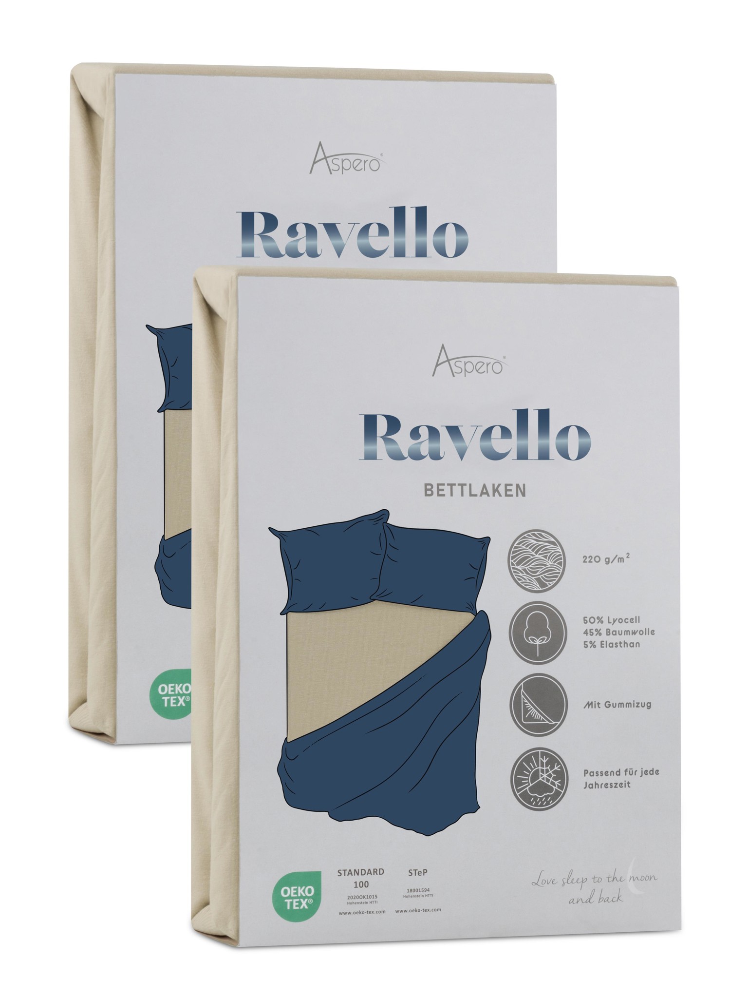 Zeige Details für 2 x Spannbettlaken „Ravello“ Beige Bild von 2 x Spannbettlaken „Ravello“ Beige