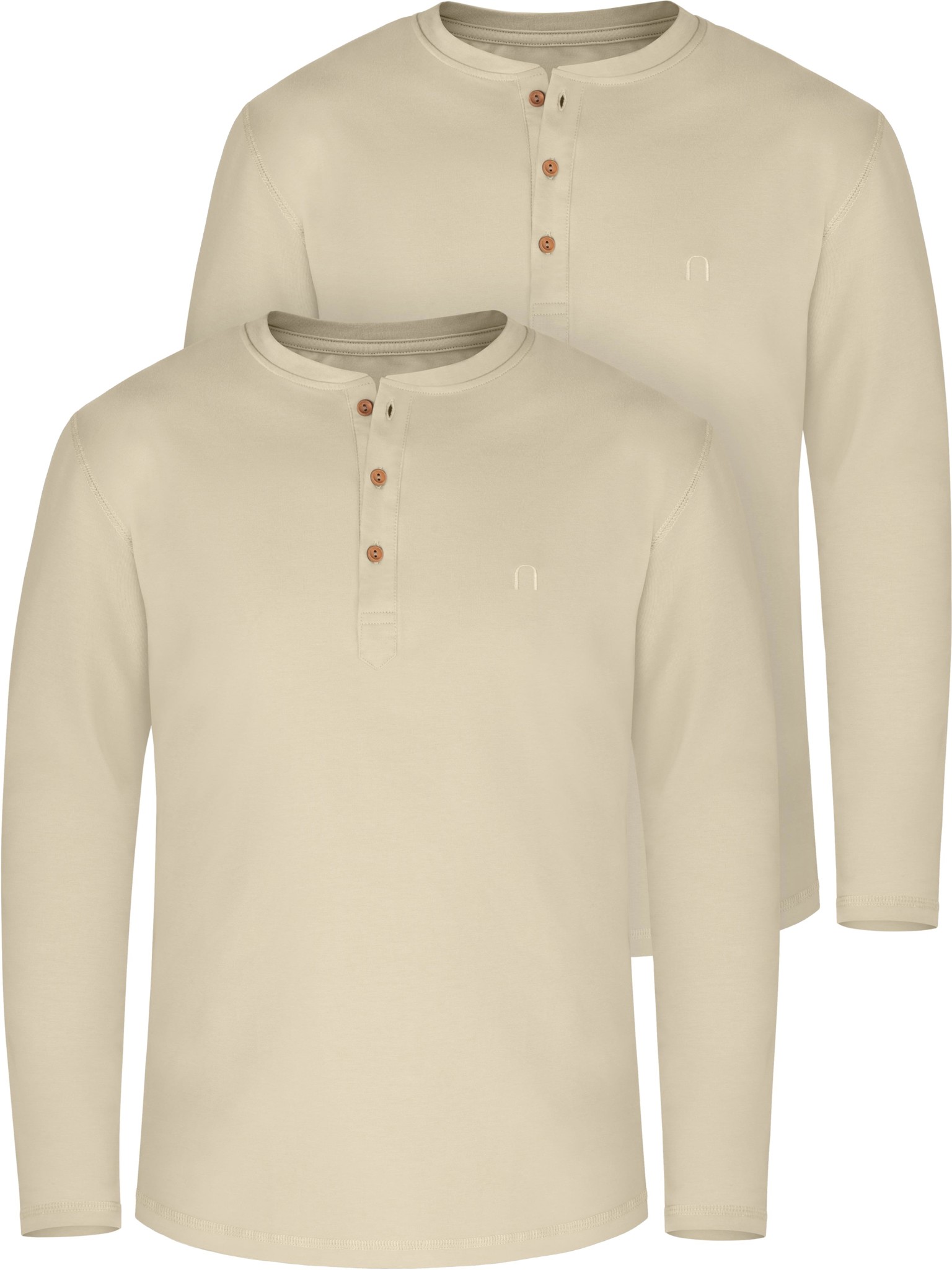Zeige Details für 2er Set Herren Langarm Shirts aus Bio-Baumwolle „Neuville“ Beige Bild von 2er Set Herren Langarm Shirts aus Bio-Baumwolle „Neuville“ Beige