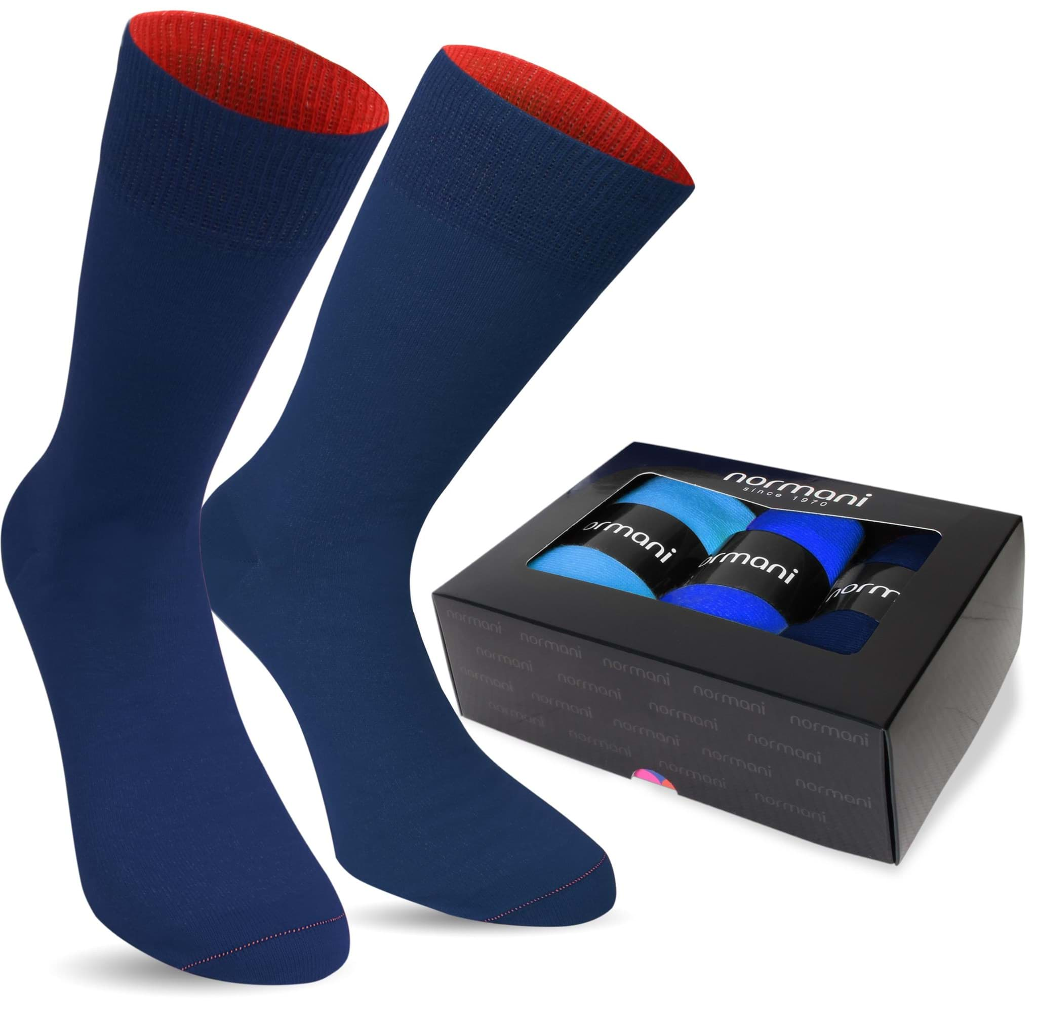 Bild von 3 Paar Bi-Color Socken im Farbset Cyan/Royal/Navy