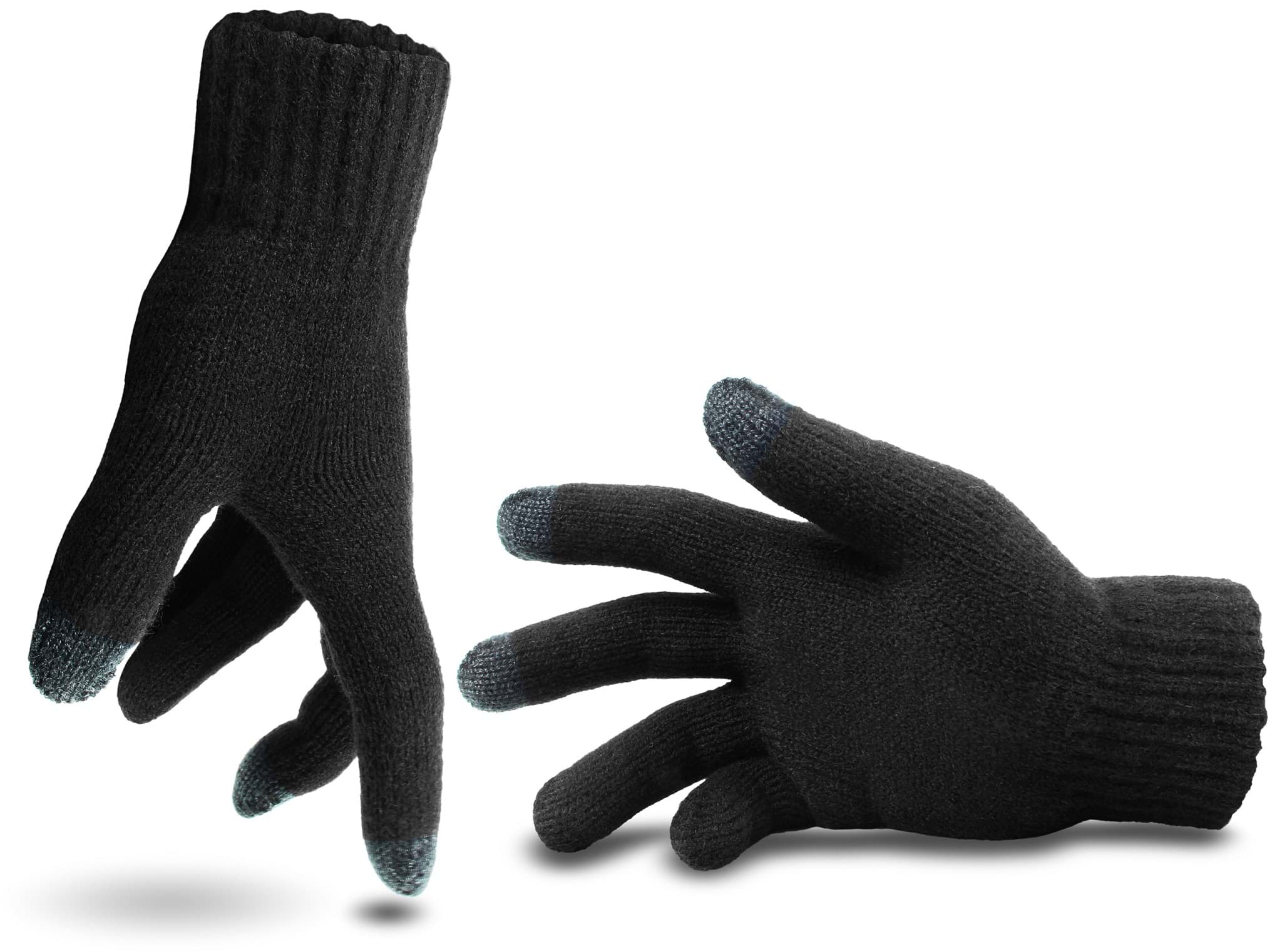 Bild von Touchscreen-Strickhandschuhe, für Smartphone-Bedienung geeignet Schwarz