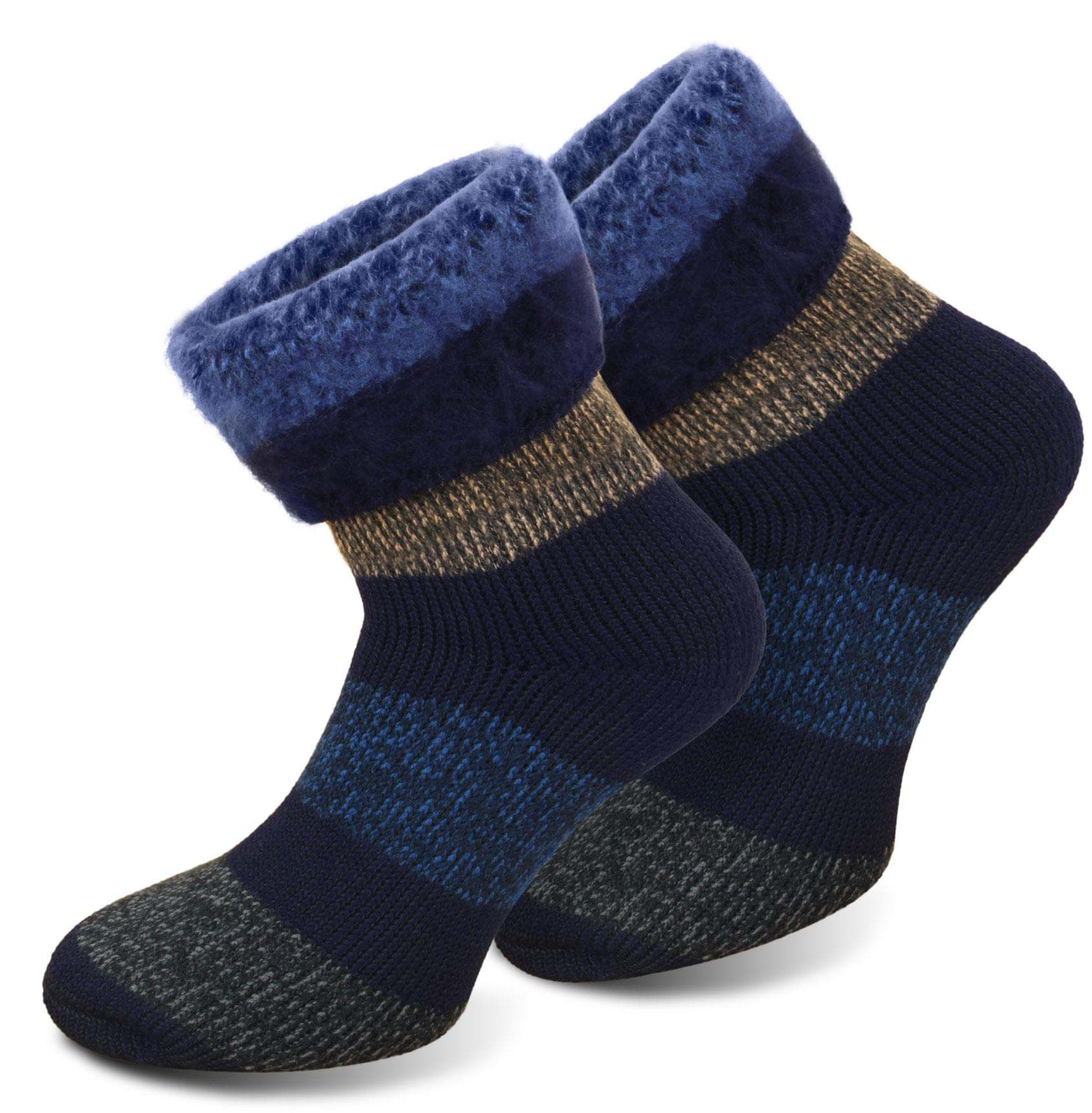 Bild von 1 Paar Polar Husky Wintersocken „Extrem Hot“ Blau-Block gestreift