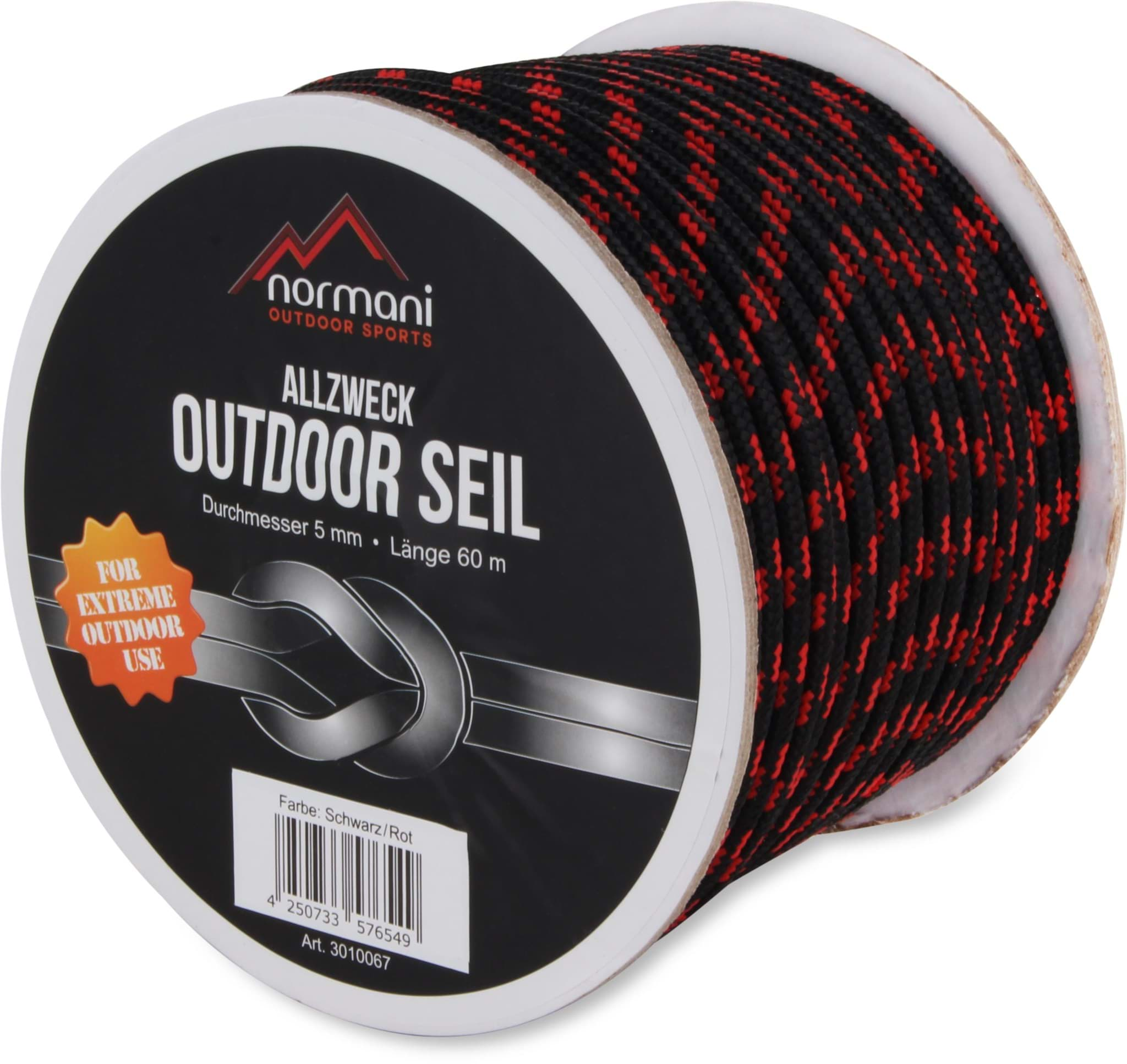 Bild von Allzweck-Outdoor-Seil „Chetwynd“ 5 mm x 60 m Schwarz/Rot