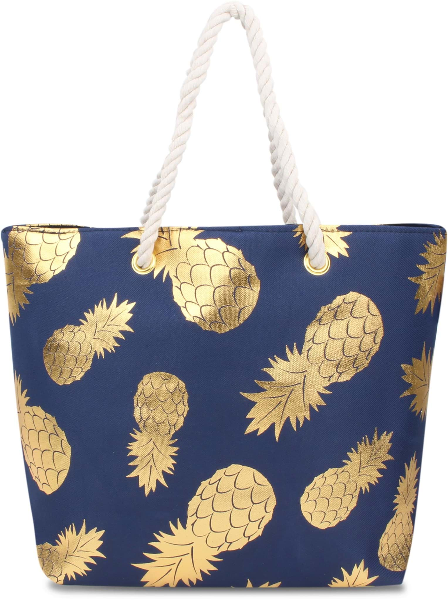 Bild von Bequeme Sommer-Umhängetasche, Strandtasche Gold Pineapple