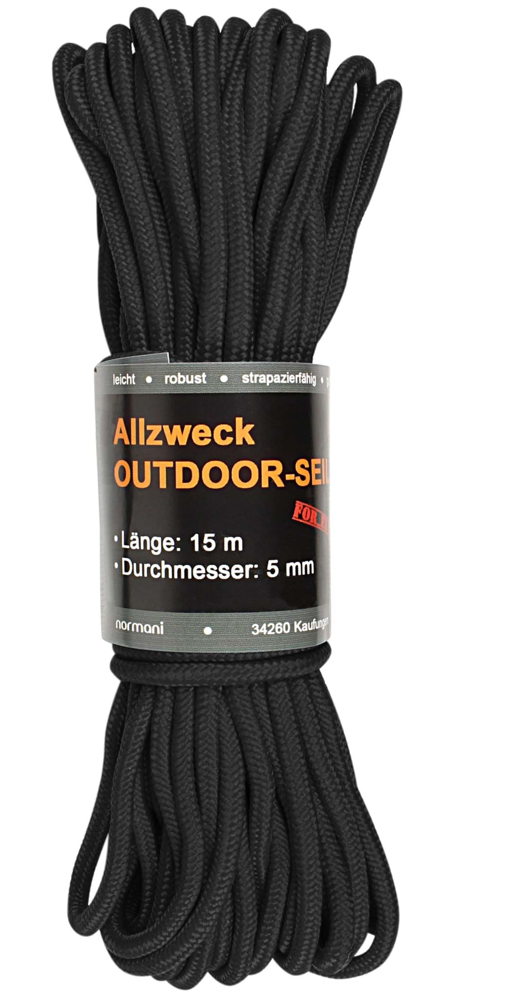 Bild von Allzweck-Outdoor-Seil „Chetwynd“ 5 mm x 15 m Schwarz