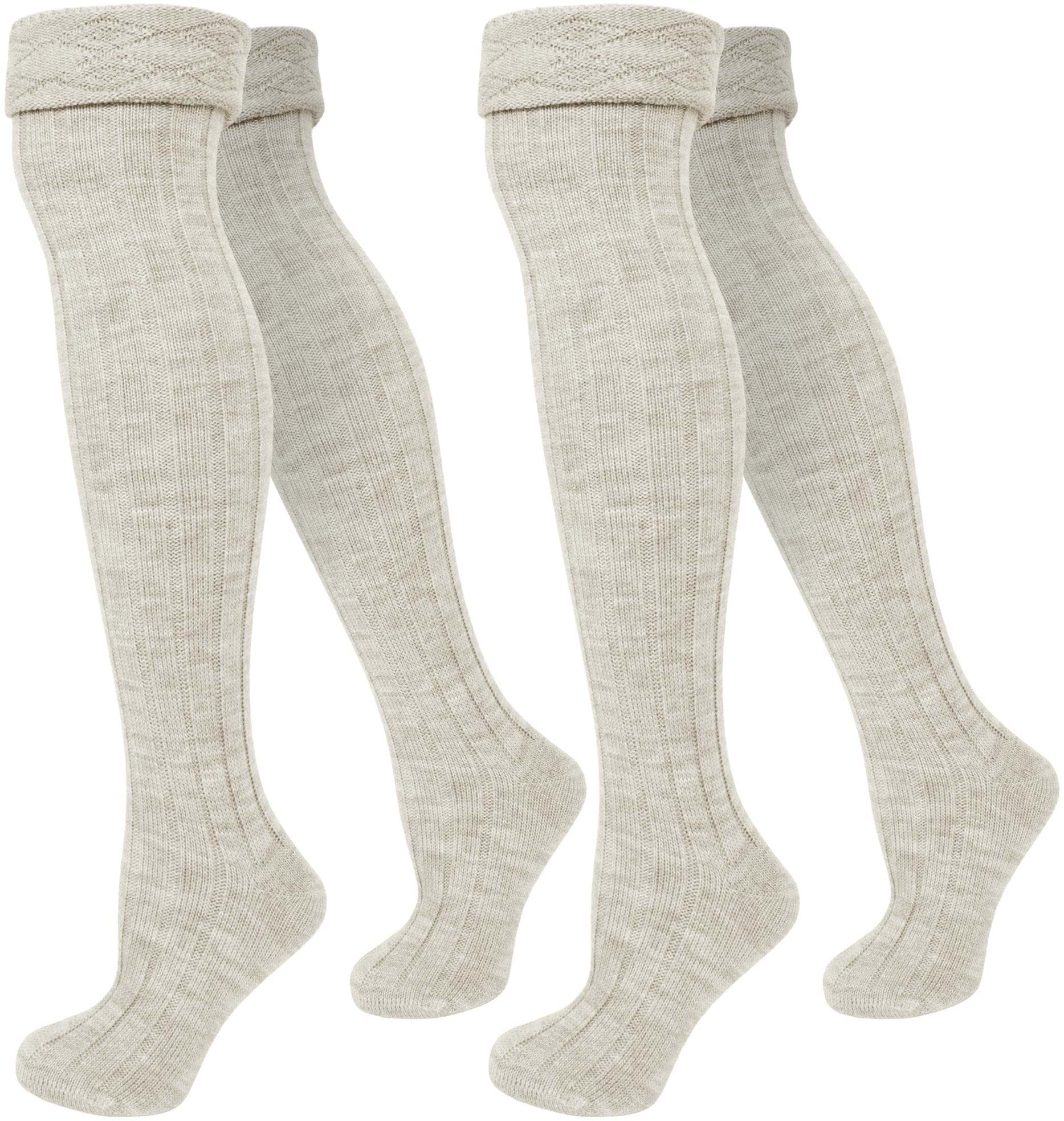 Zeige Details für 2 Paar Overknees gerippt mit Umschlag Wollweiß Bild von 2 Paar Overknees gerippt mit Umschlag Wollweiß