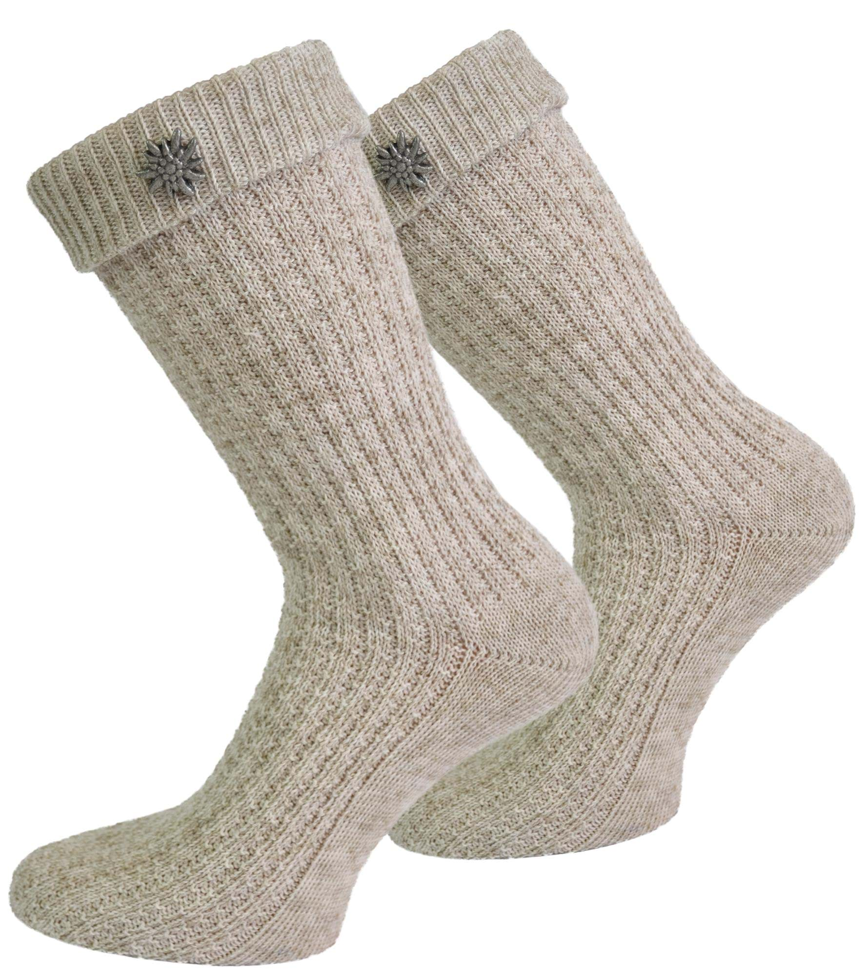 Bild von Trachtensocken mit Edelweiß-Pin Naturmelange