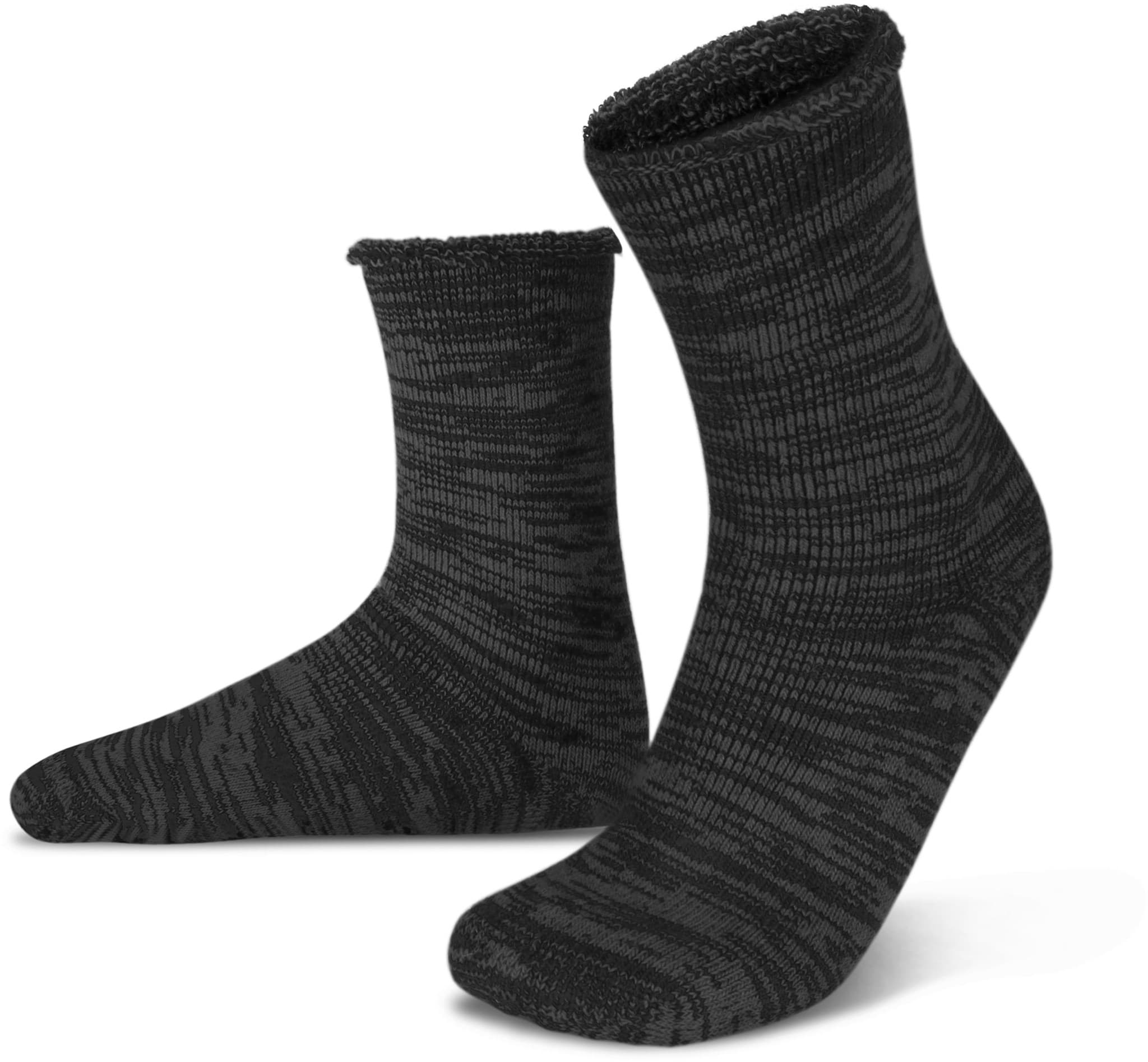 Zeige Details für Farbige Vollplüsch-Socken mit Wolle Anthrazit/Schwarz Bild von Farbige Vollplüsch-Socken mit Wolle Anthrazit/Schwarz