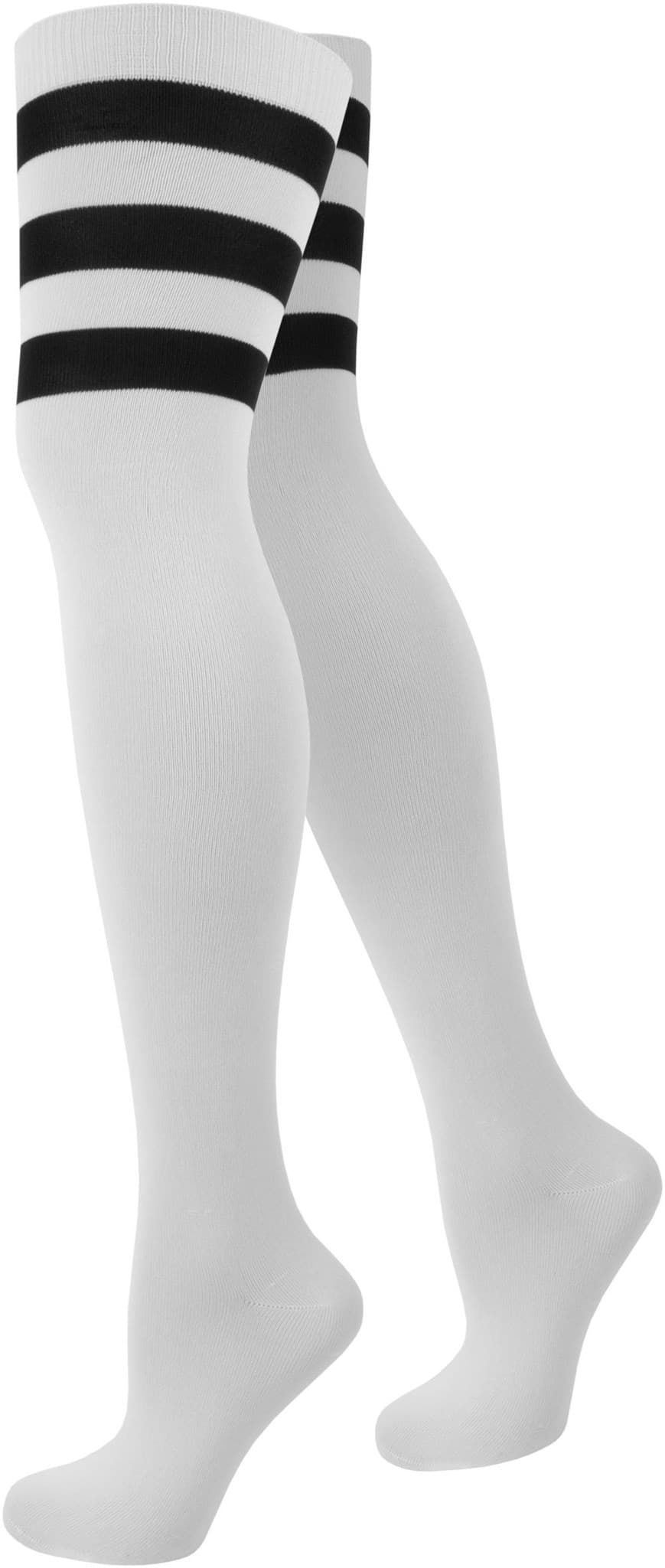 Zeige Details für American Nylon-Overknees Weiß/Schwarz Bild von American Nylon-Overknees Weiß/Schwarz