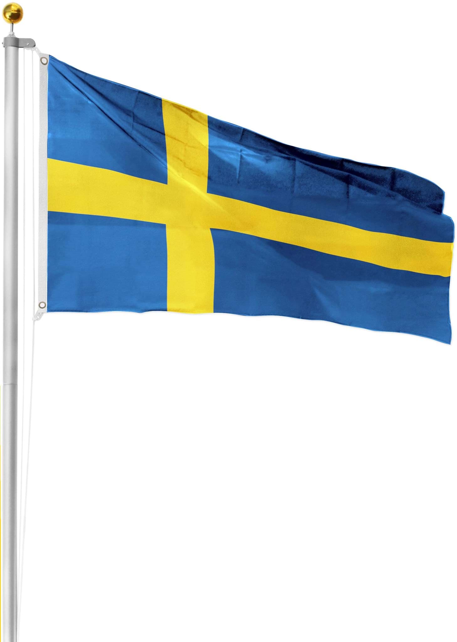 Bild von Fahnenmast 6,20 m mit Flagge 90 cm × 150 cm Schweden