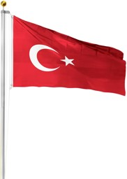 Bild von Fahnenmast 9,00 m mit Flagge 90 cm × 150 cm Türkei