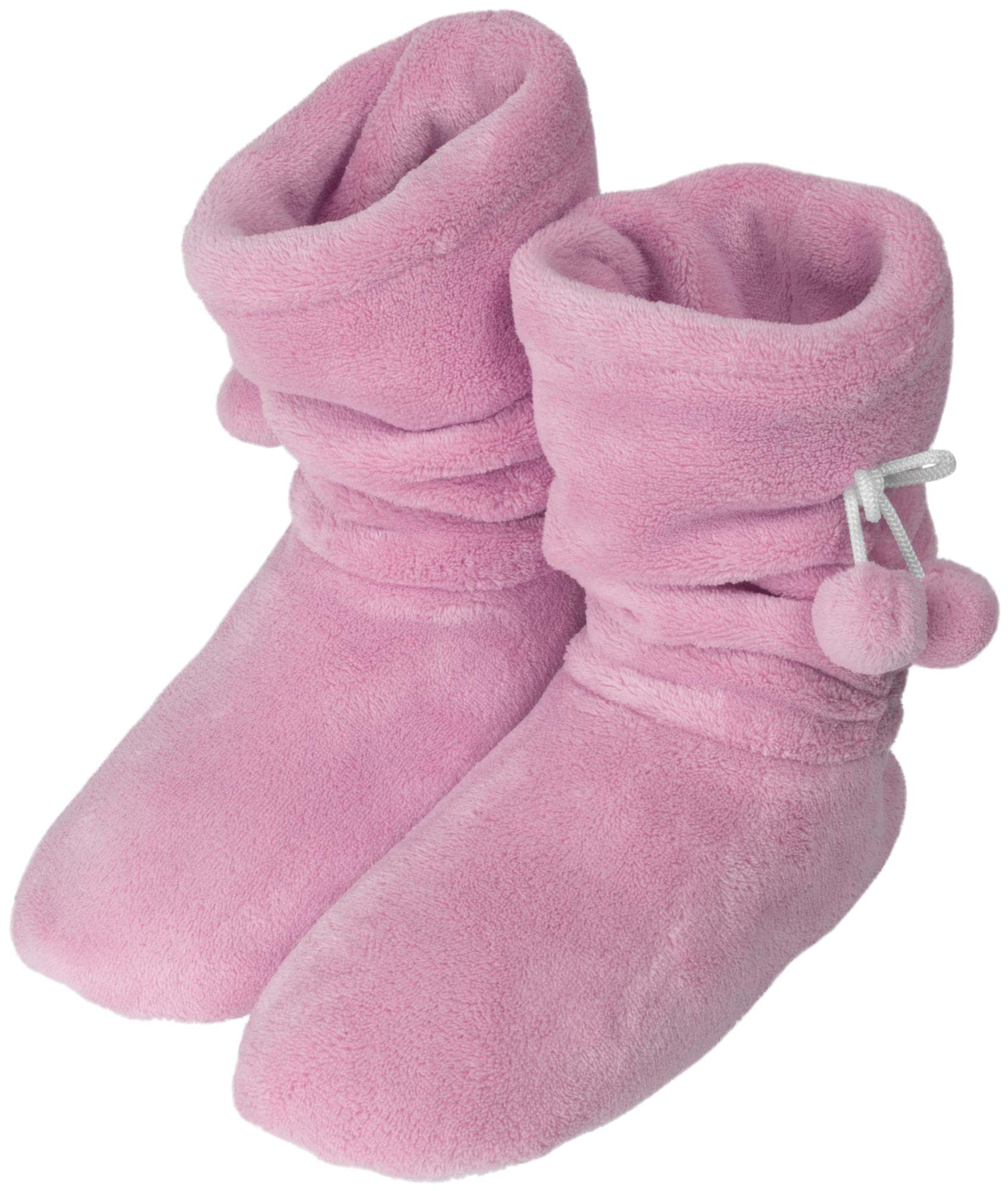 Bild von Damen-Fleece-Hausschuhe mit Bommeln Rosa