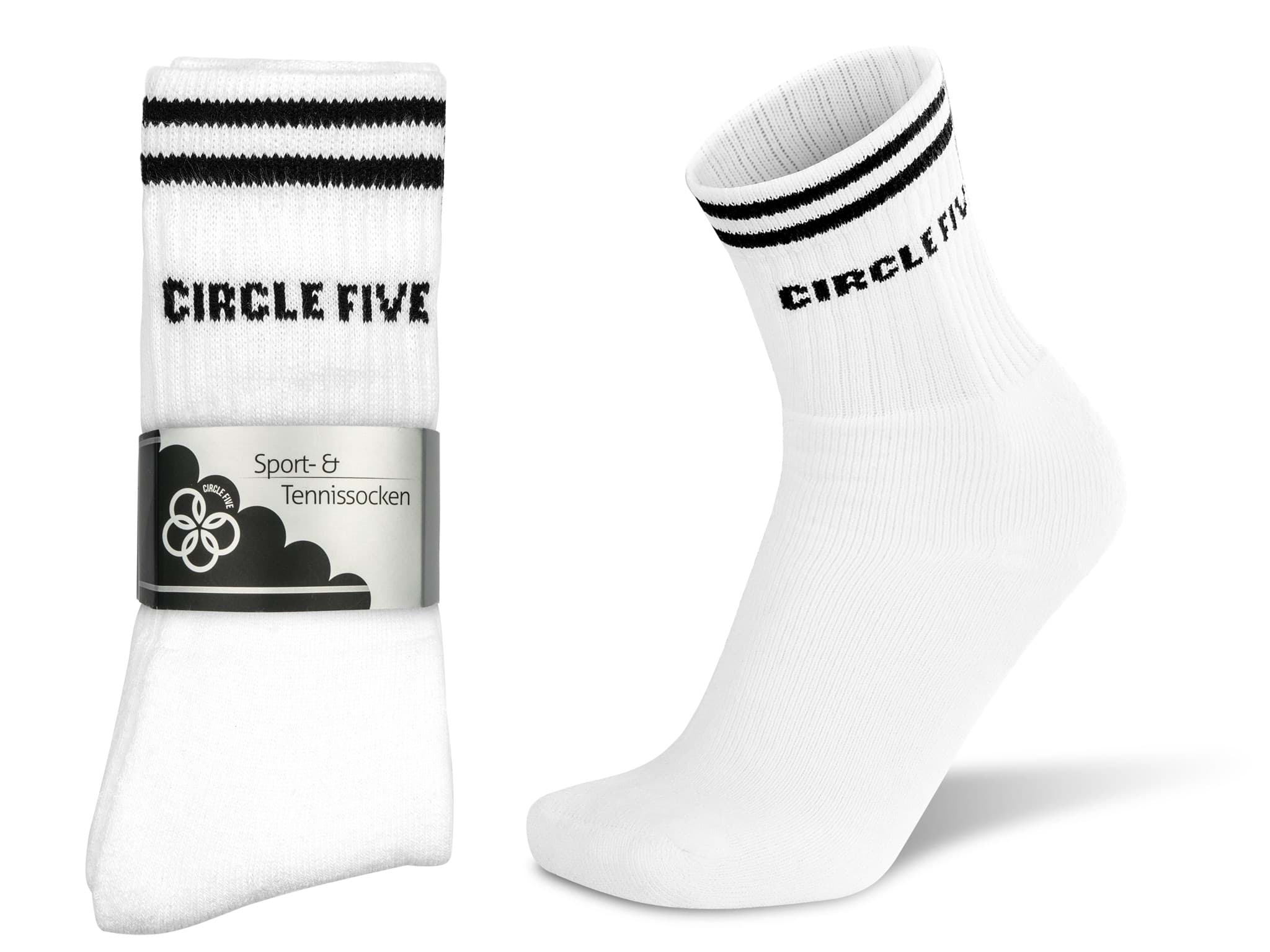 Bild von 8 Paar Circle Five Sport und Tennissocken Weiß/Schwarz