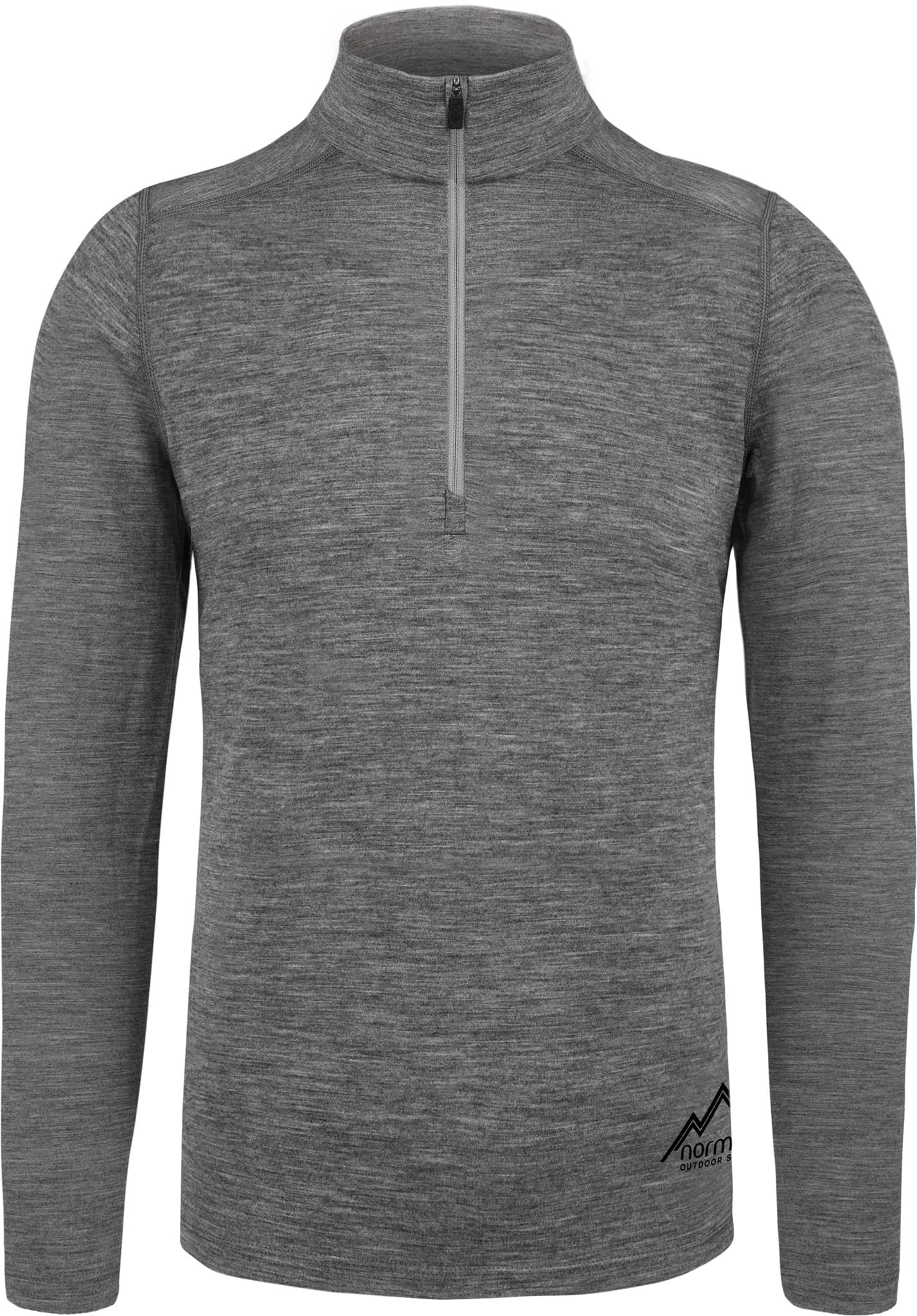 Bild von Herren Merino Langarm mit 1/4 Zipper „Canberra“ Grau