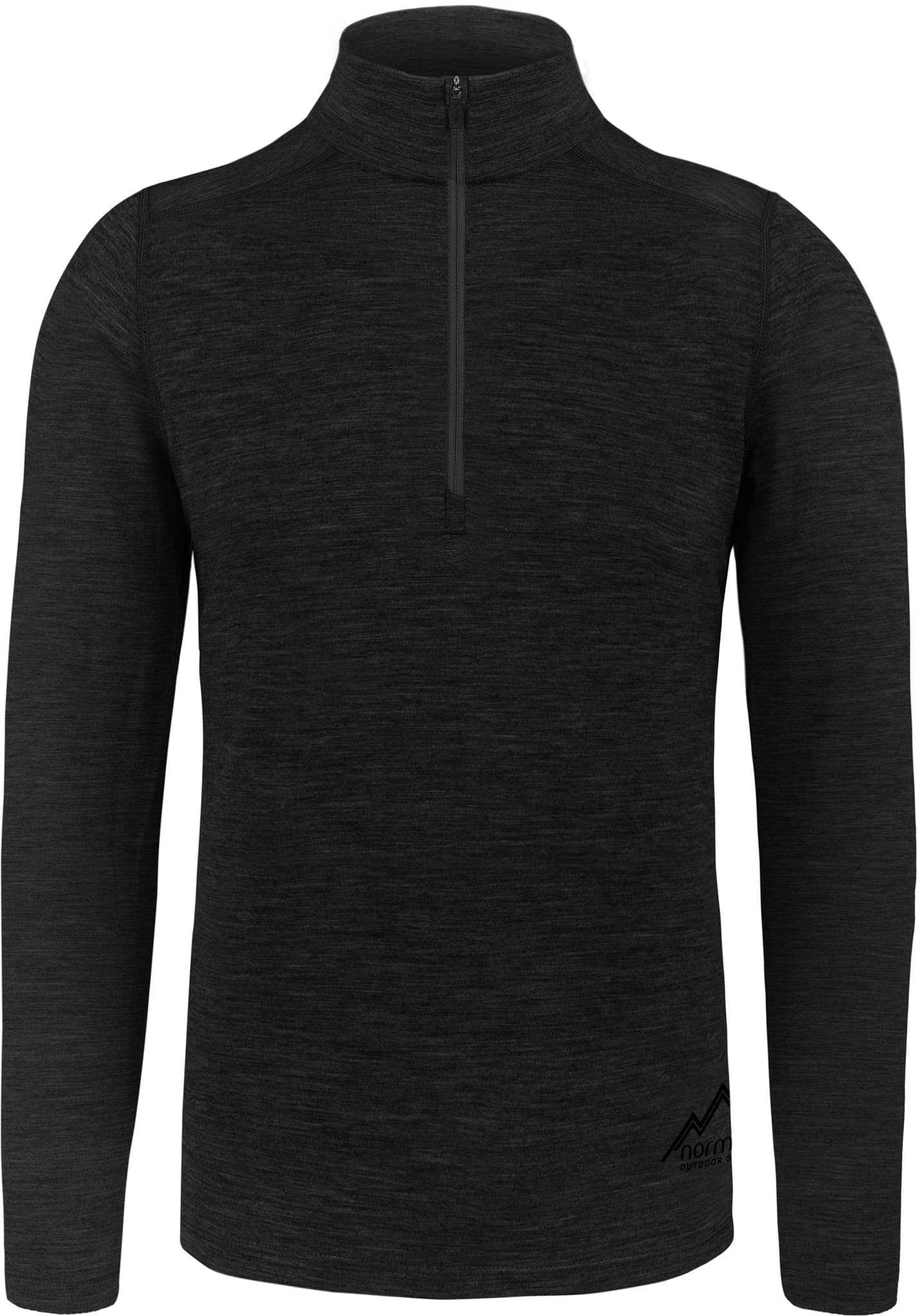 Bild von Herren Merino Langarm mit 1/4 Zipper „Canberra“ Schwarz