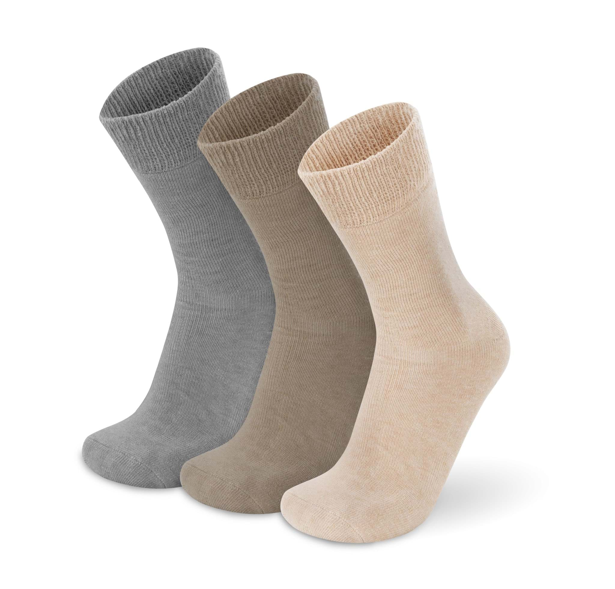 Bild von 3 Paar Alpaka-Vollplüschsocken Grau/Braun/Beige