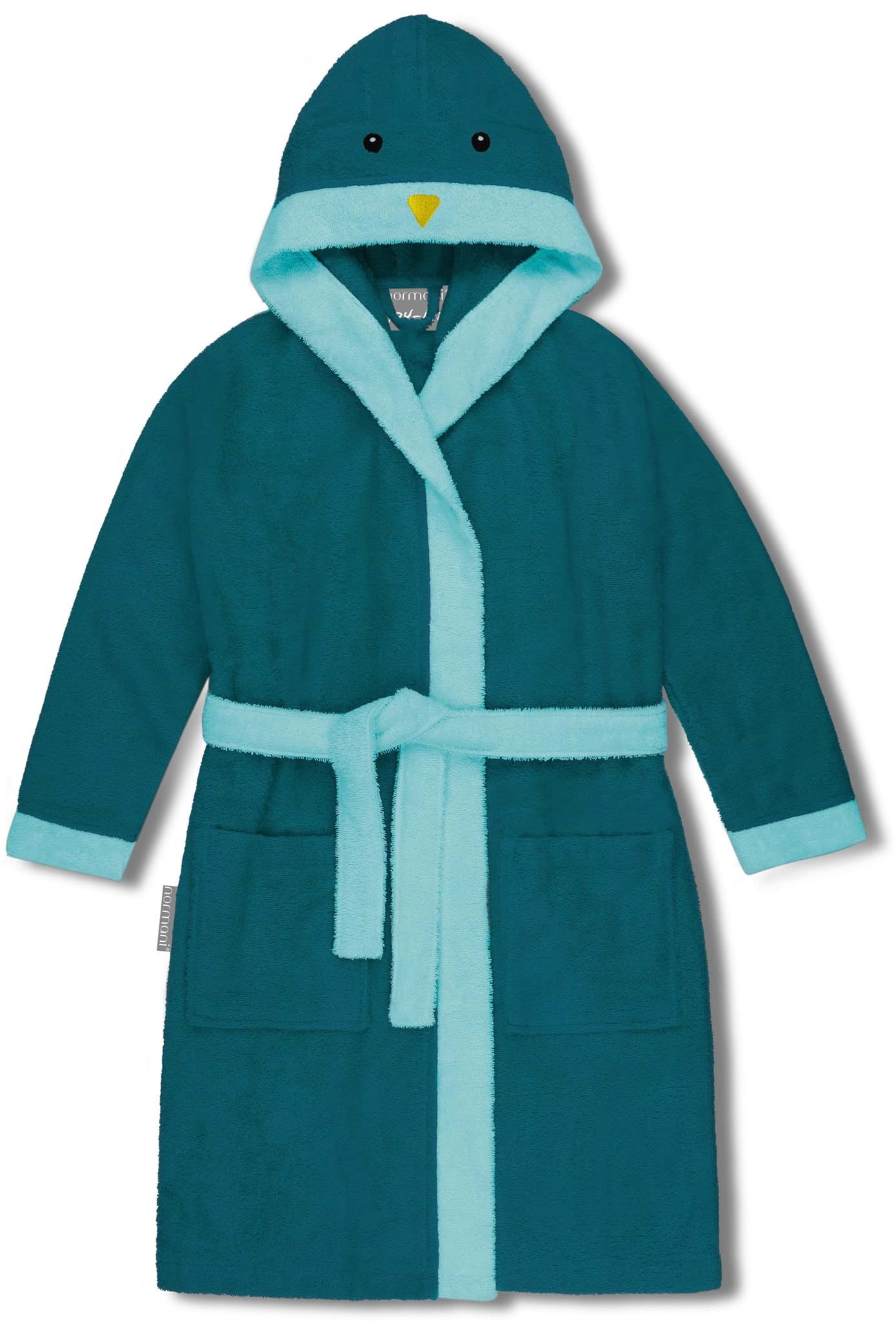 Bild von Baby Bademantel 'Malia' aus Bio-Baumwolle Blau / Pinguin