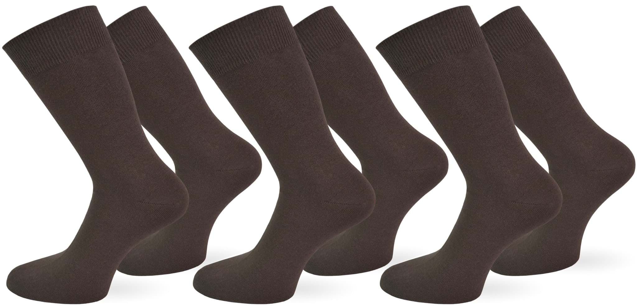 Bild von 6 Paar Herrensocken „For Men“ einfarbig ohne Gummi Dunkelbraun