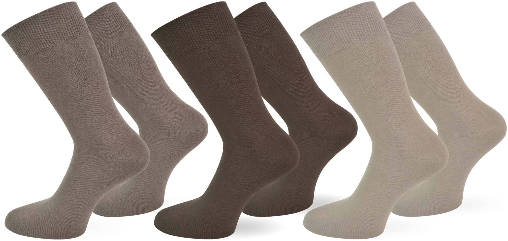 Bild von 6 Paar Herrensocken „For Men“ einfarbig ohne Gummi Braun sortiert