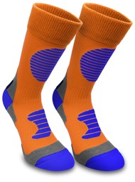 Bild von 3 Paar Sportsocken mit Schienbein- und Fußrückenpolster Orange/Blau