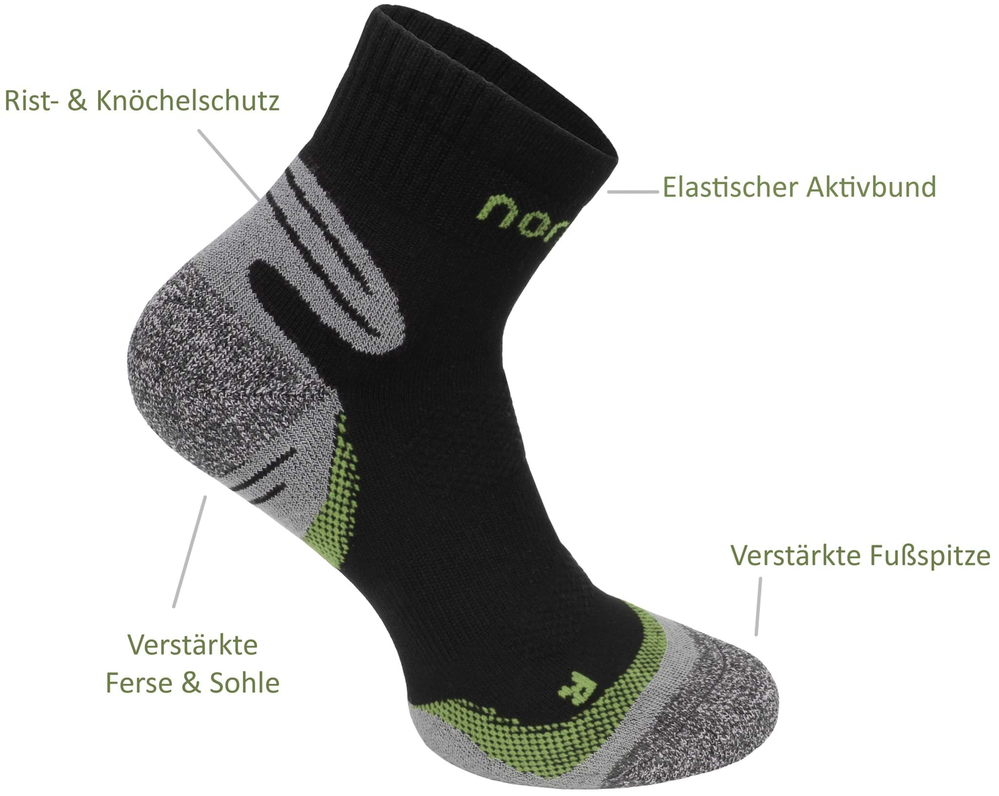 verstärkter Kurzschaft-Sportsocken Sohle normani.de. 3 Paar mit