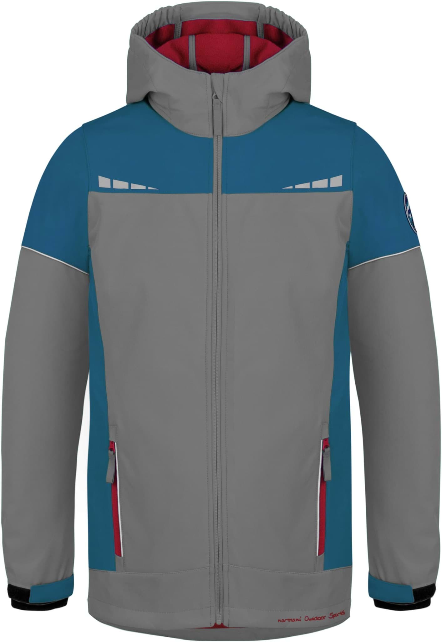 Bild von Kinder Softshelljacke „Galway“ Grau/Blau/Rot