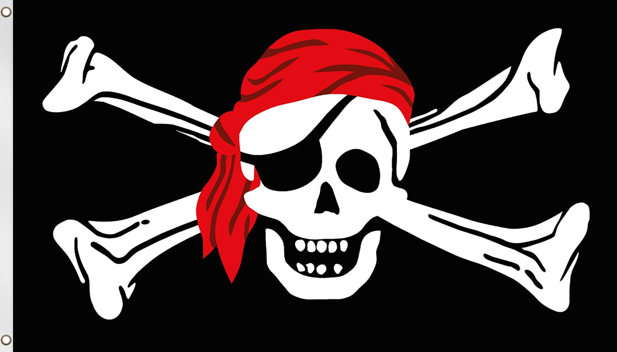 Bild von Fahne Piratenflagge 150 cm x 250 cm Schädel mit Kopftuch