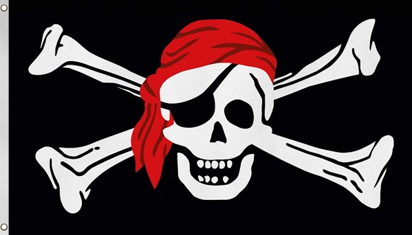 Bild von Fahne Piratenflagge 90 cm x 150 cm Schädel mit Kopftuch