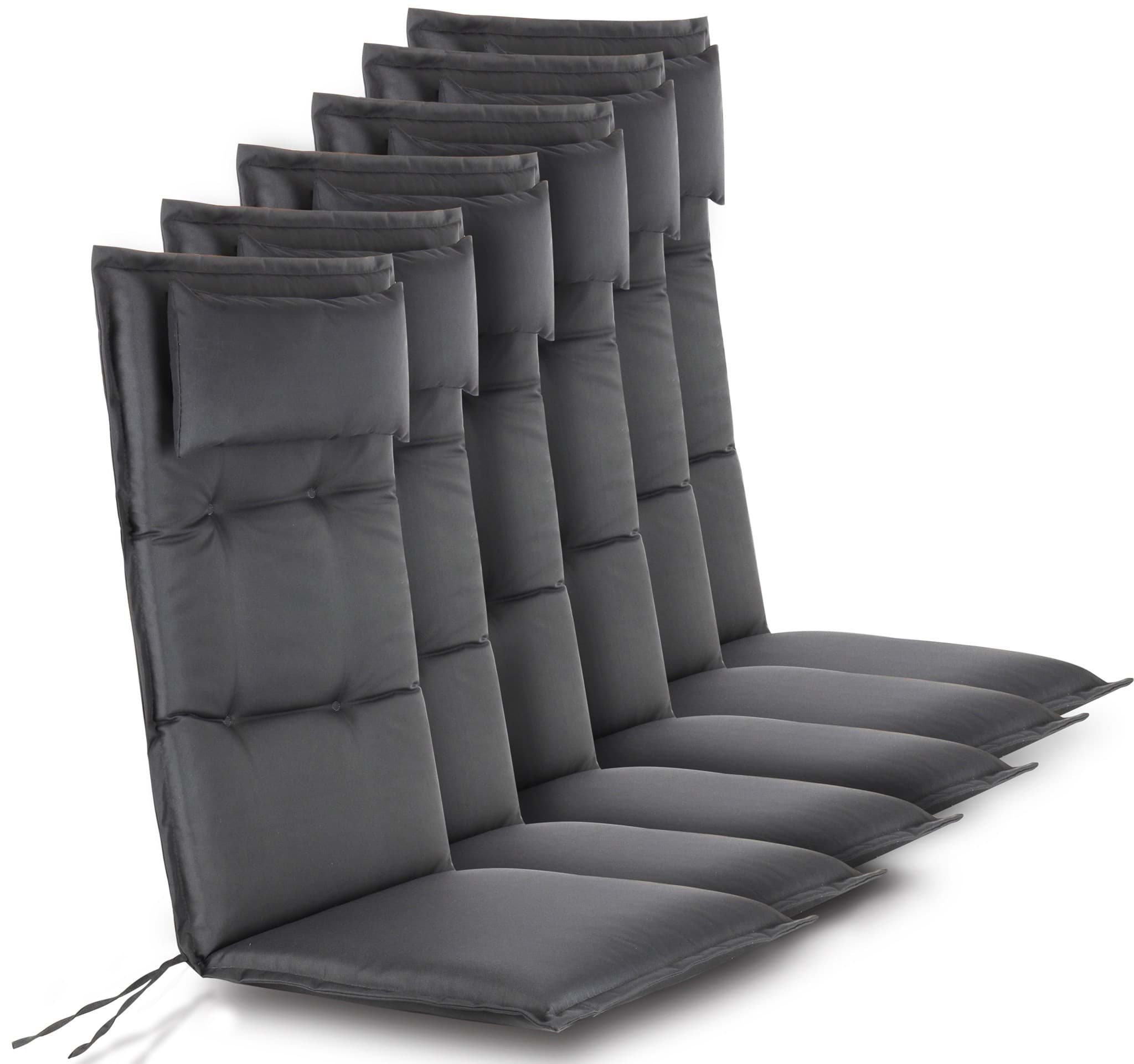 Bild von 6 Premium Hochlehner Stuhlauflagen Anthrazit