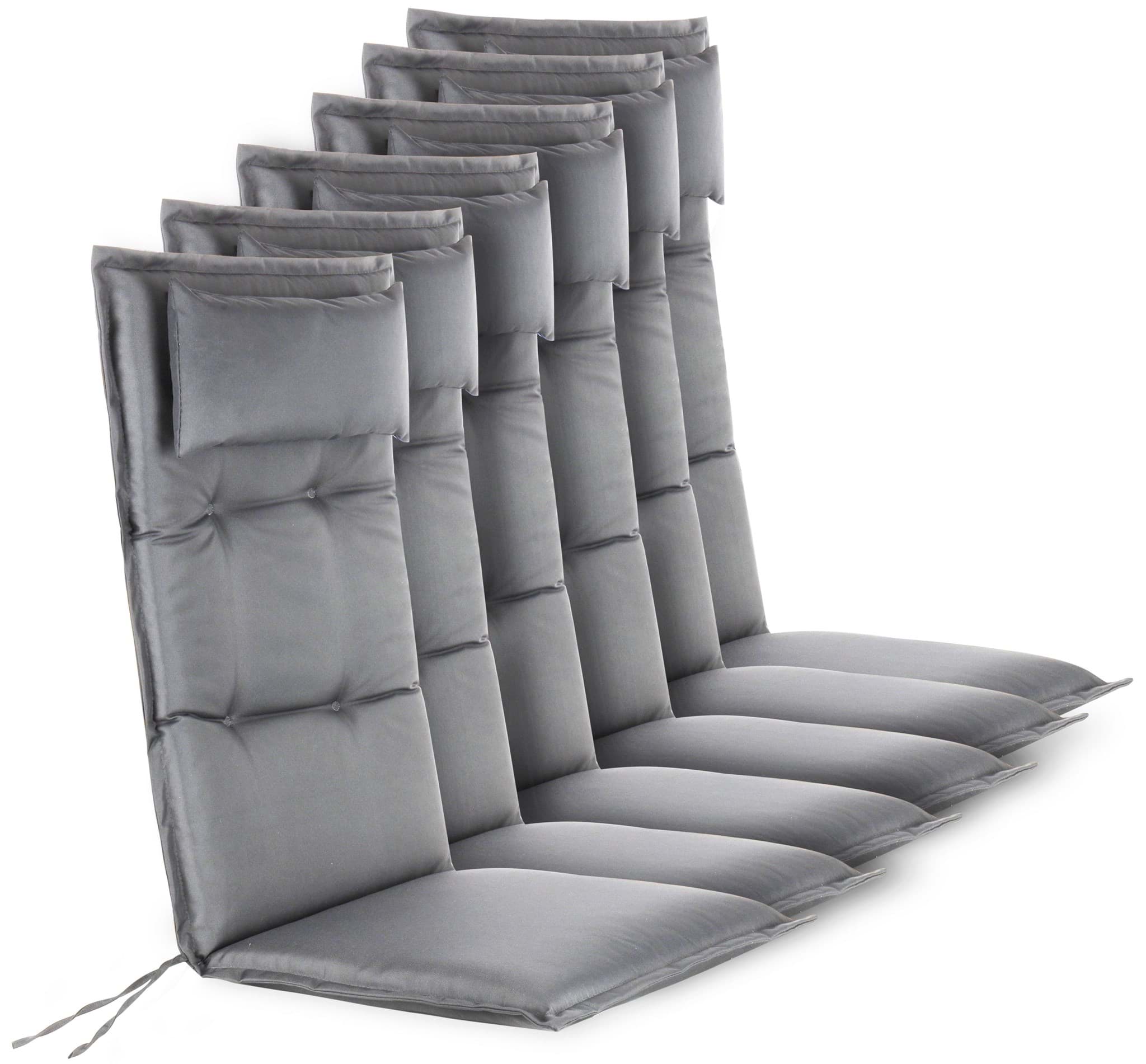 Bild von 6 Premium Hochlehner Stuhlauflagen Hellgrau