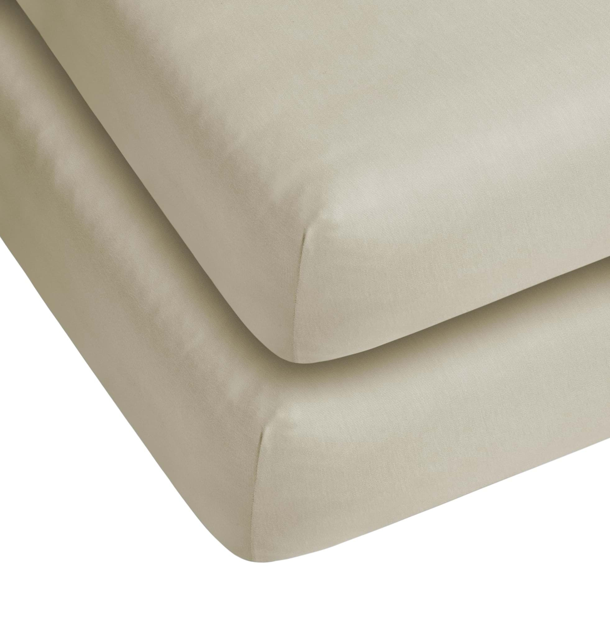 Bild von 2 x Spannbettlaken aus Baumwolle Beige