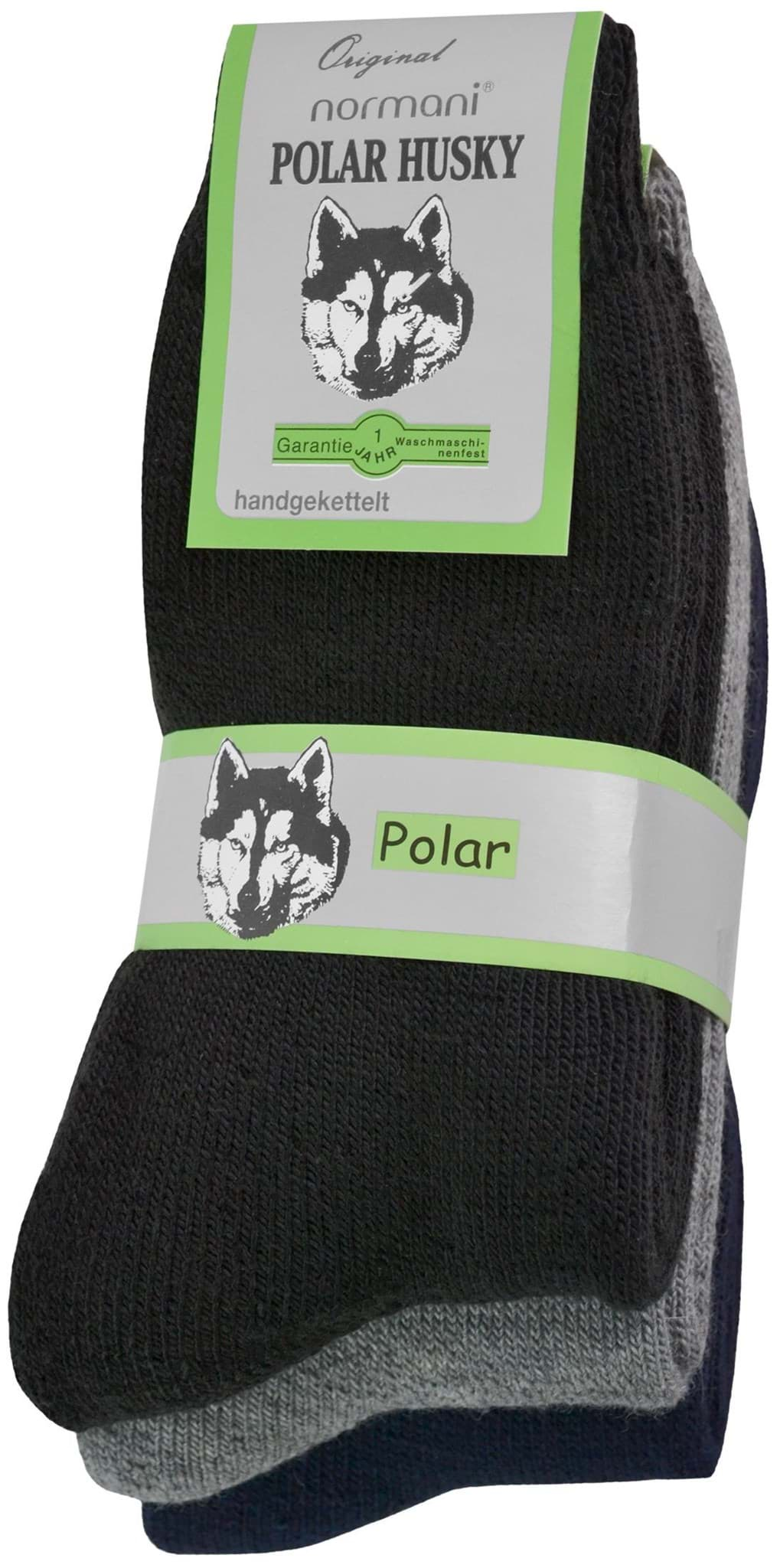 Bild von 3 Paar Polar Husky Vollfrottee-Wintersocken Schwarz/Grau/Marine