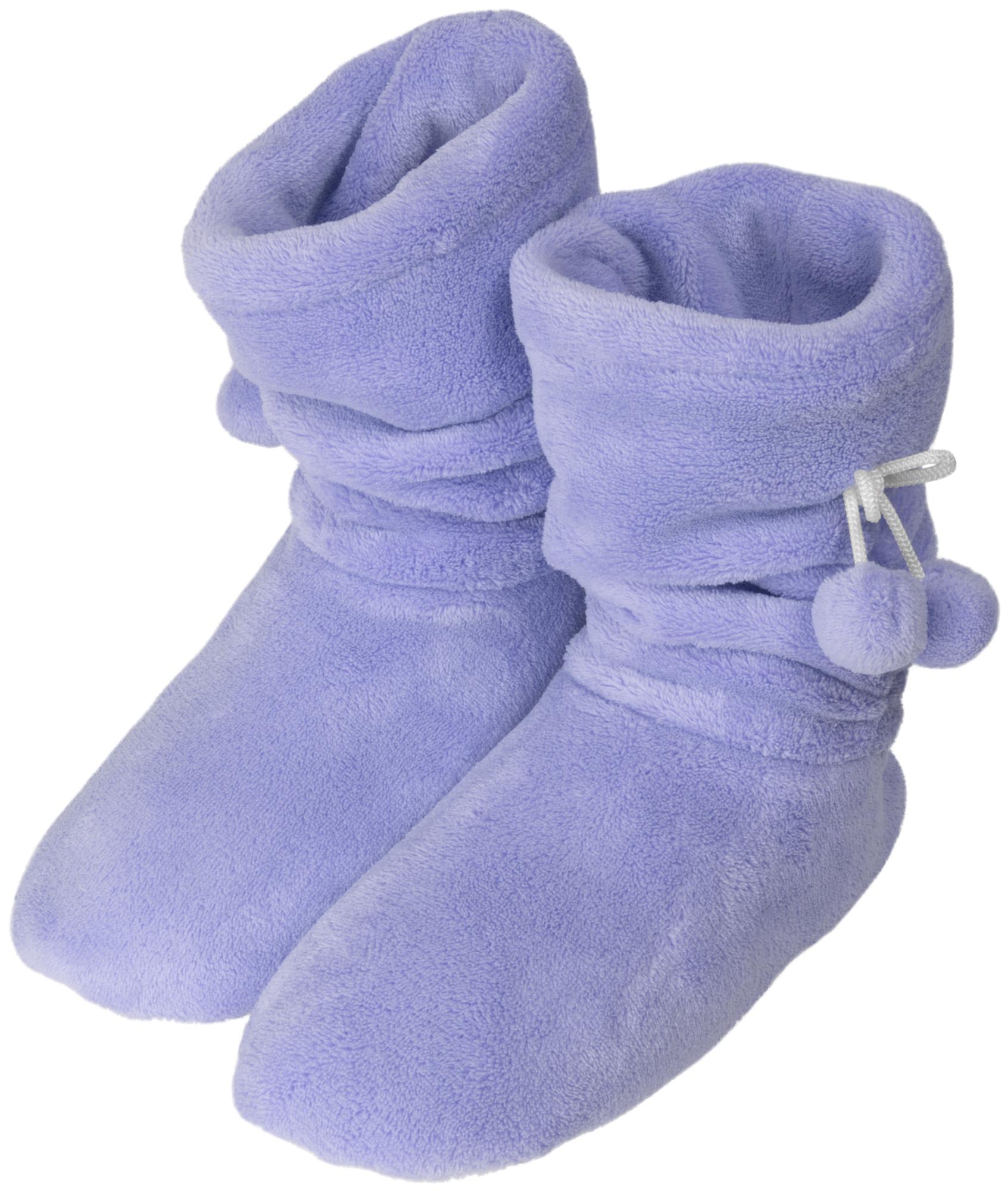 Bild von Damen-Fleece-Hausschuhe mit Bommeln