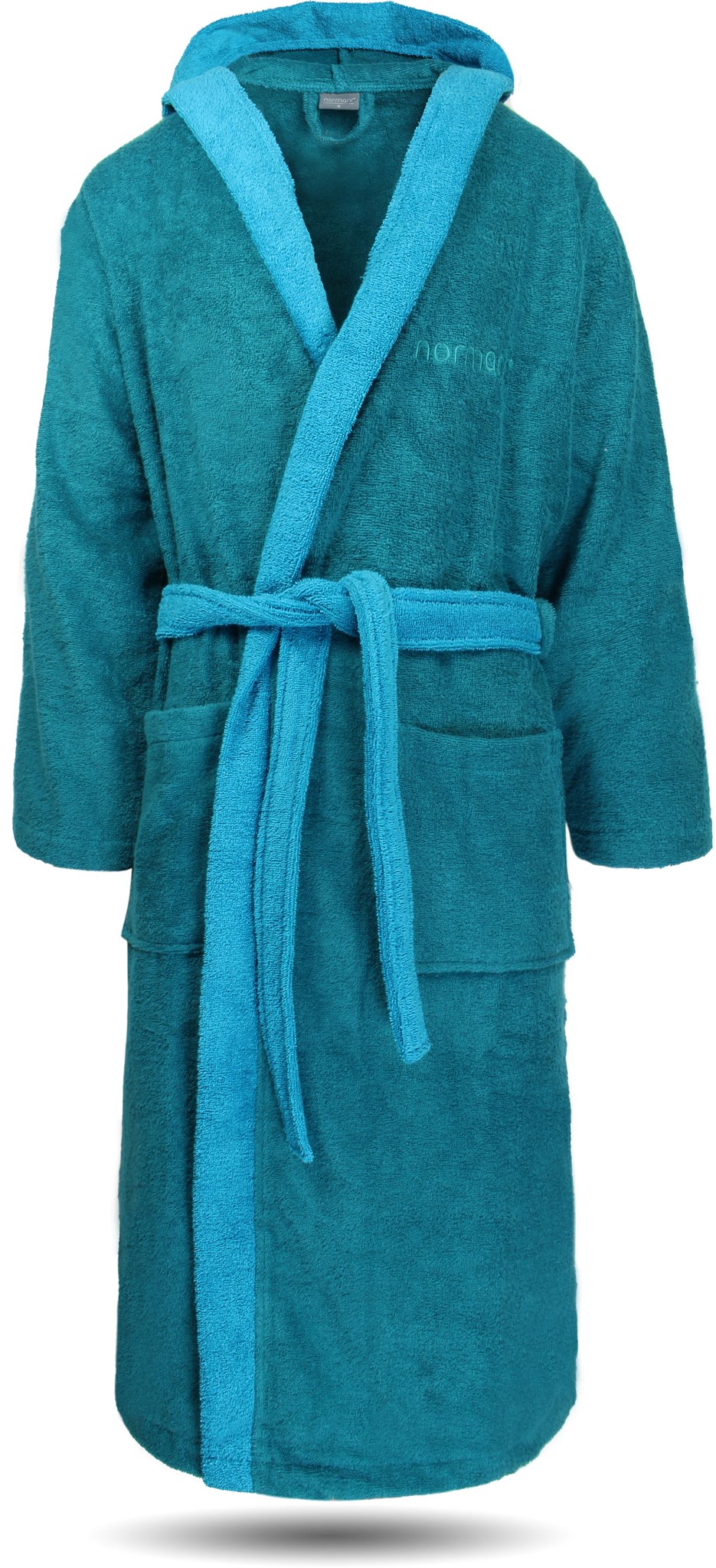Bild von Unisex Baumwoll-Bademantel mit Frottee, zweifarbig - OEKO-TEX® 100