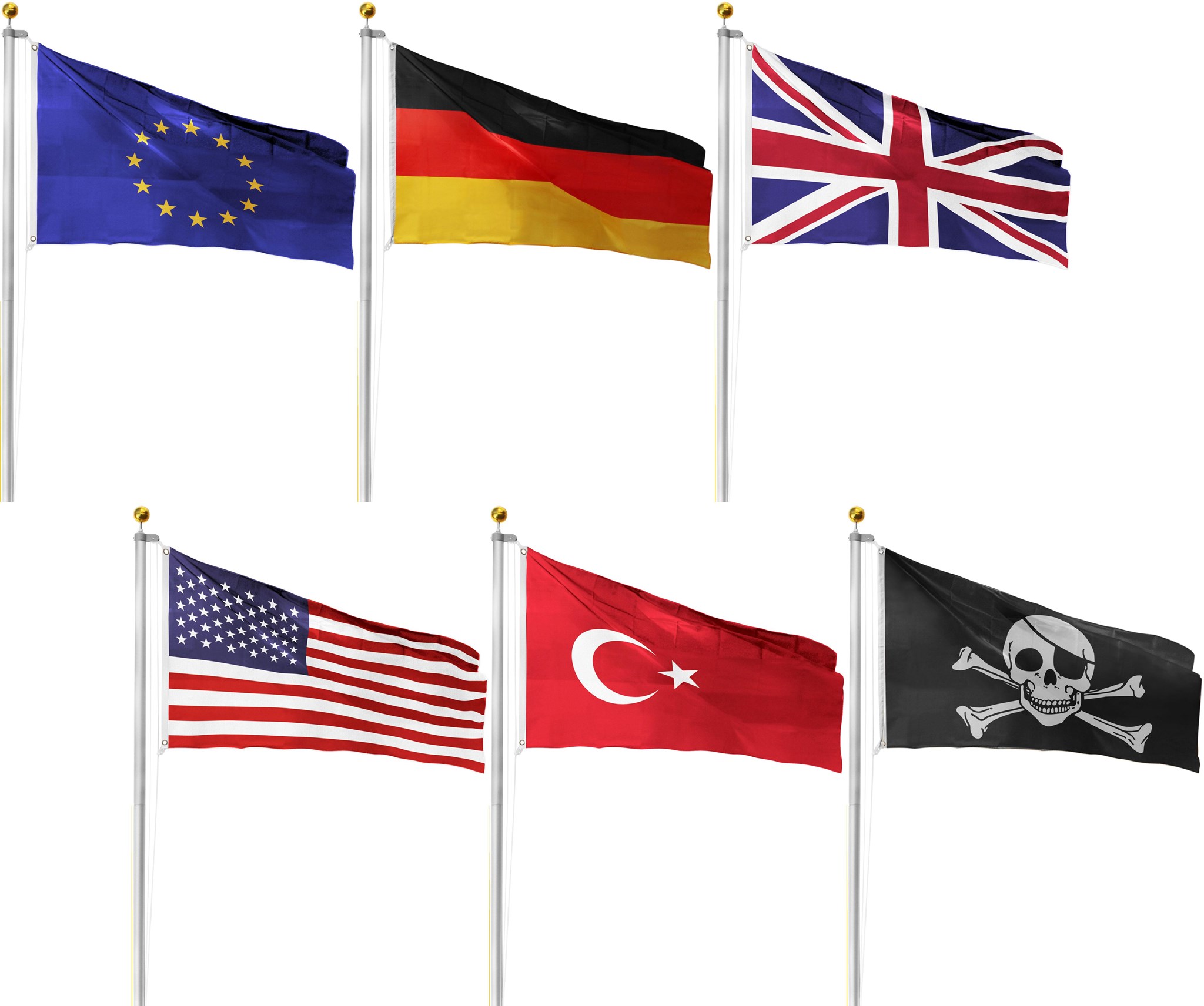 Bild von Fahnenmast 6,80 m mit Flagge 90 cm × 150 cm