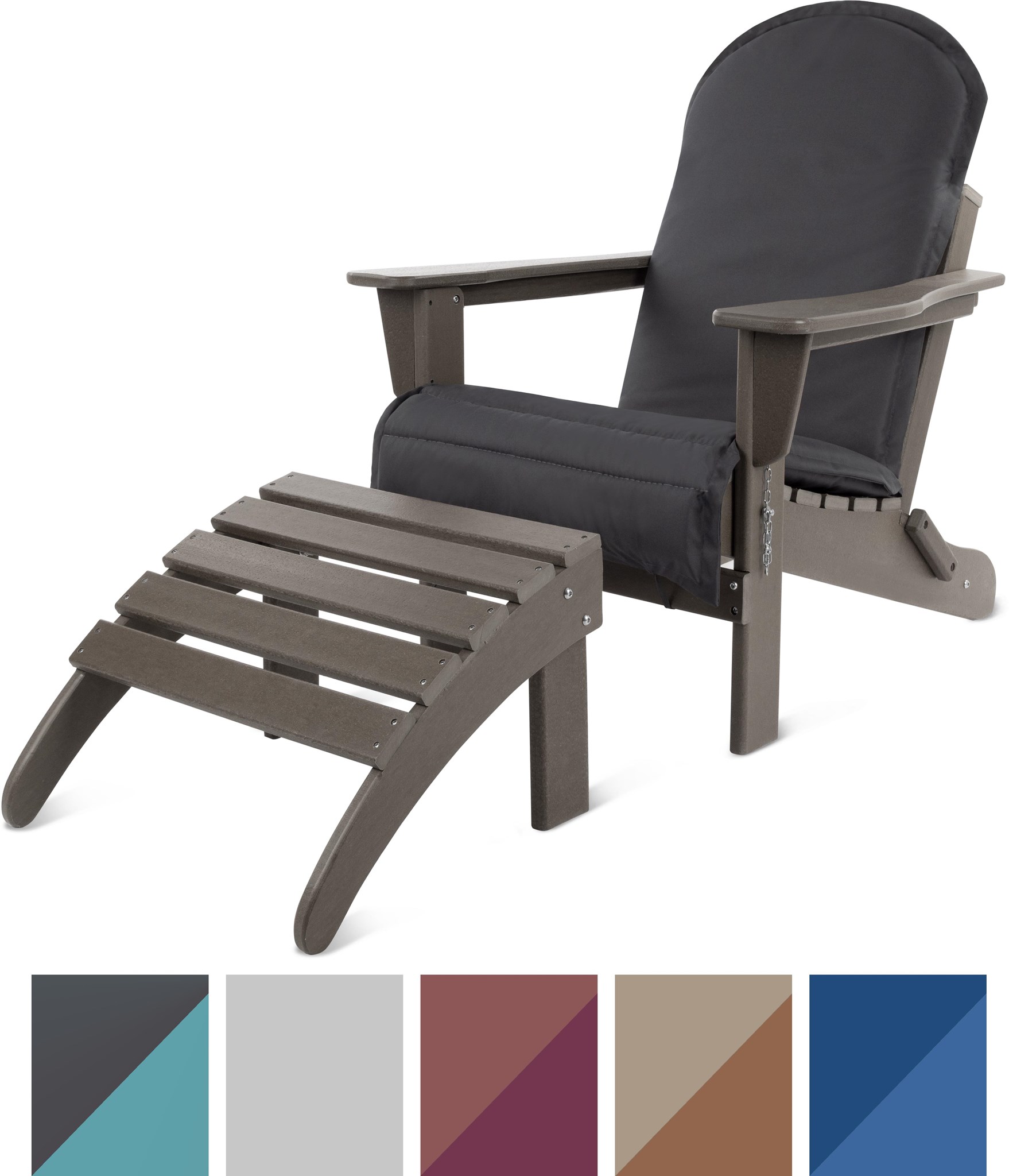 Bild von Adirondack Gartenstuhl mit Fußstütze und Auflage