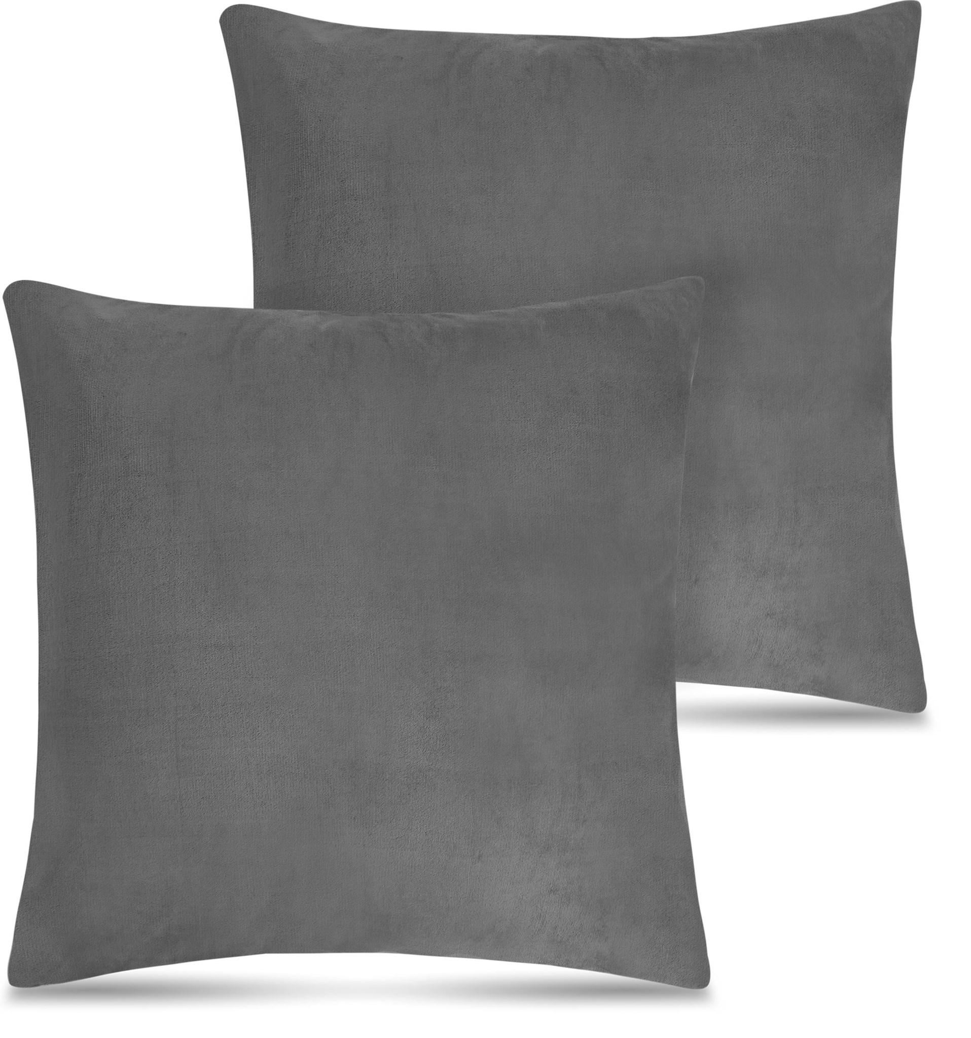 Bild von 2 Flanell Kissenbezüge + Füllungen 60x60 cm Anthrazit
