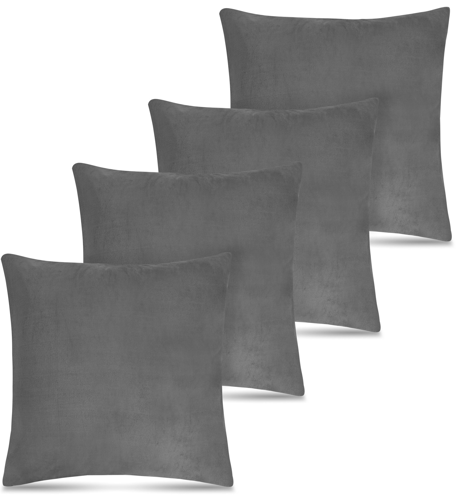 Bild von 4 Flanell Kissenbezüge + Füllungen 60x60 cm Anthrazit