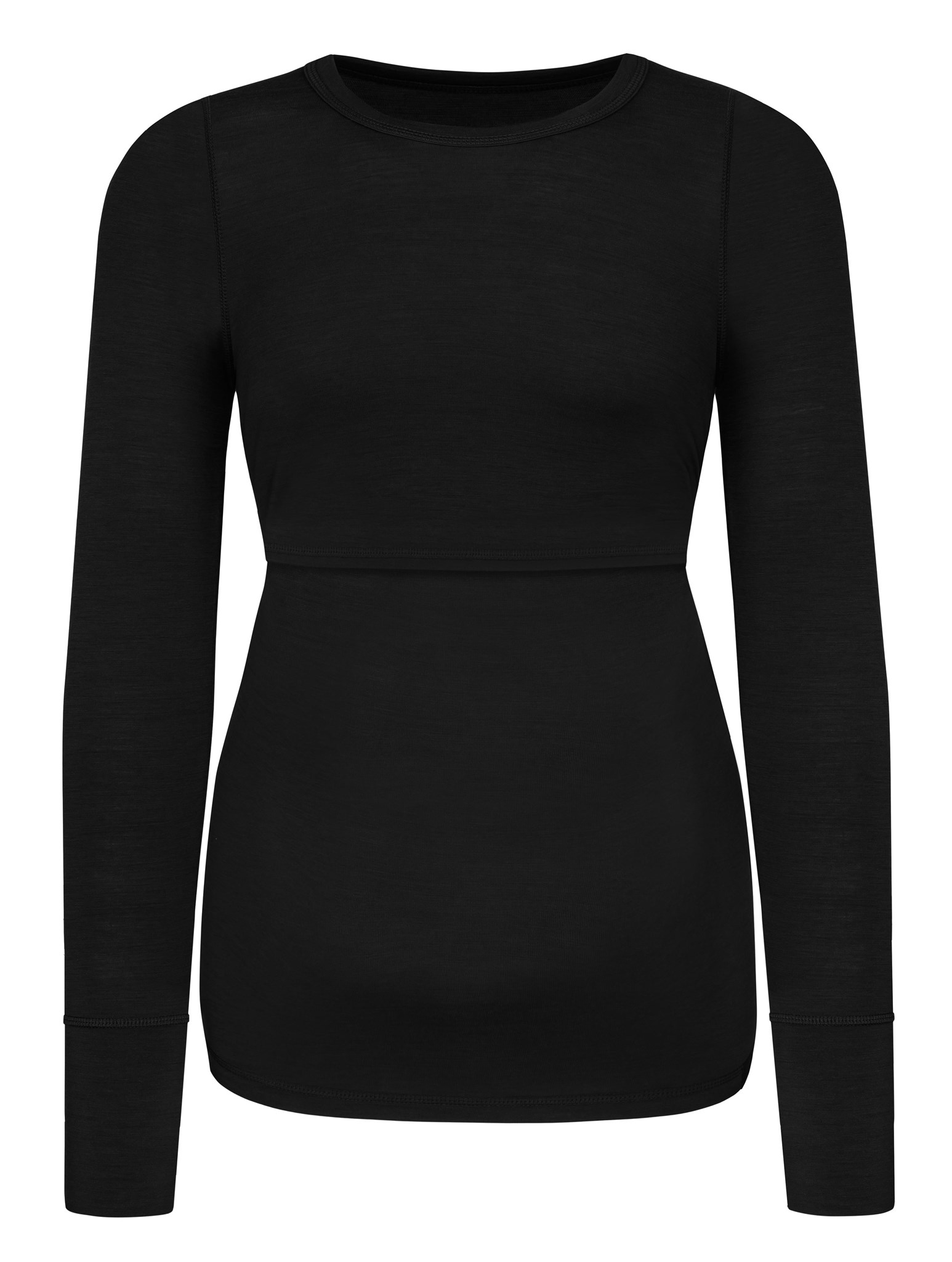 Bild von Merino Umstands-Langarm-Shirt „Cambria“ Schwarz