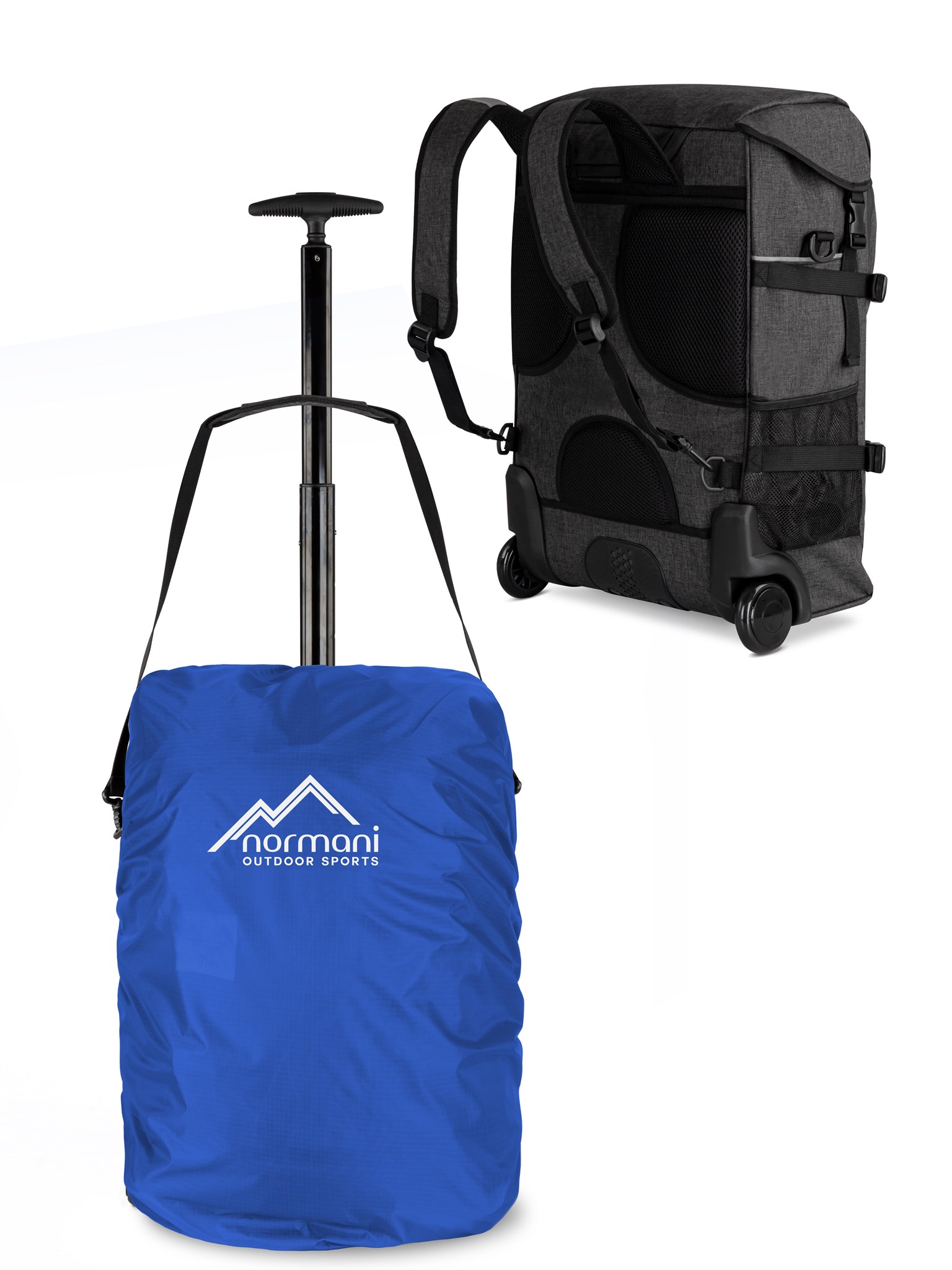 Bild von Rucksack mit Trolleyfunktion 37 L und Regenüberzug Blau