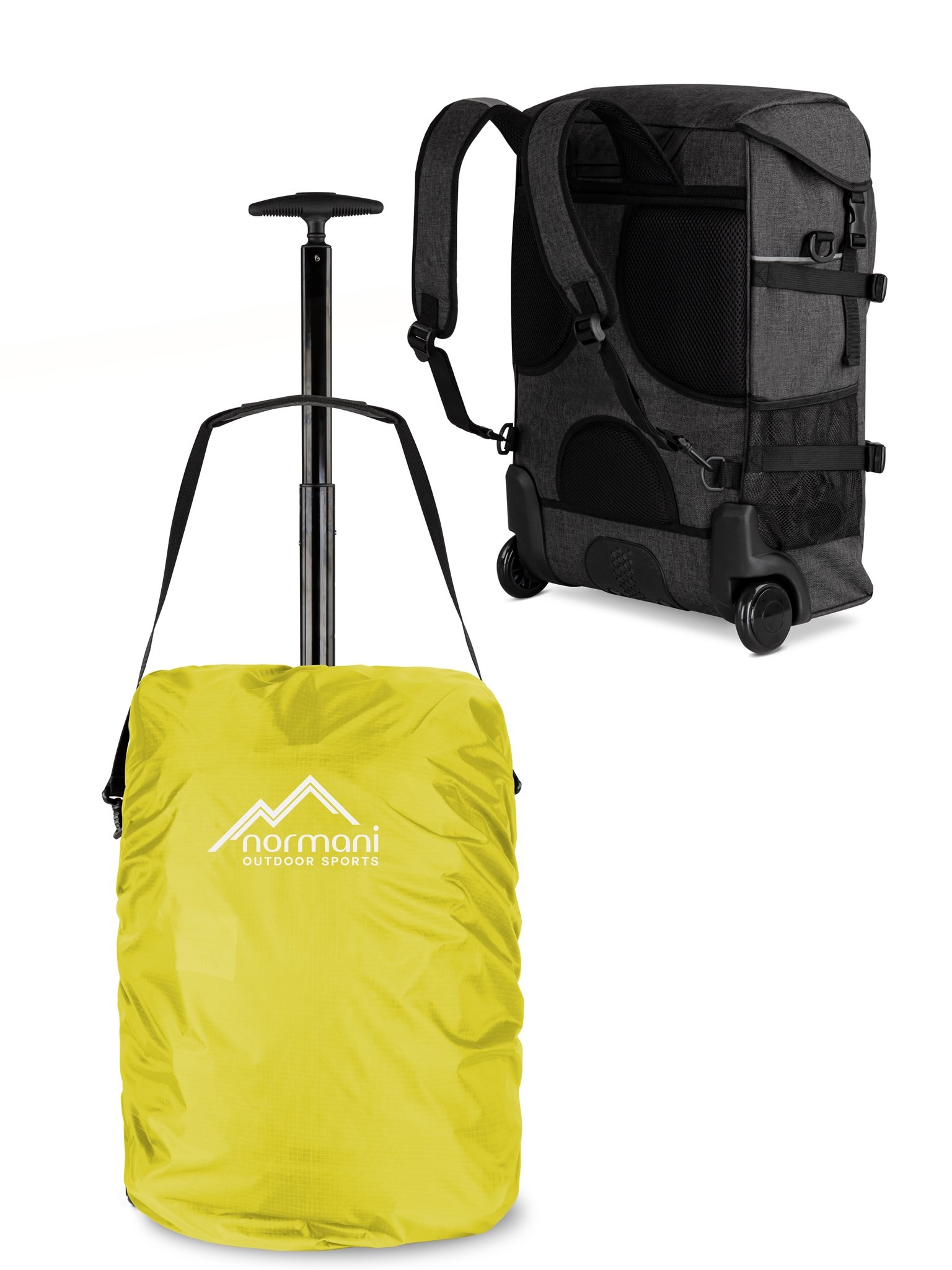 Bild von Rucksack mit Trolleyfunktion 37 L und Regenüberzug Gelb