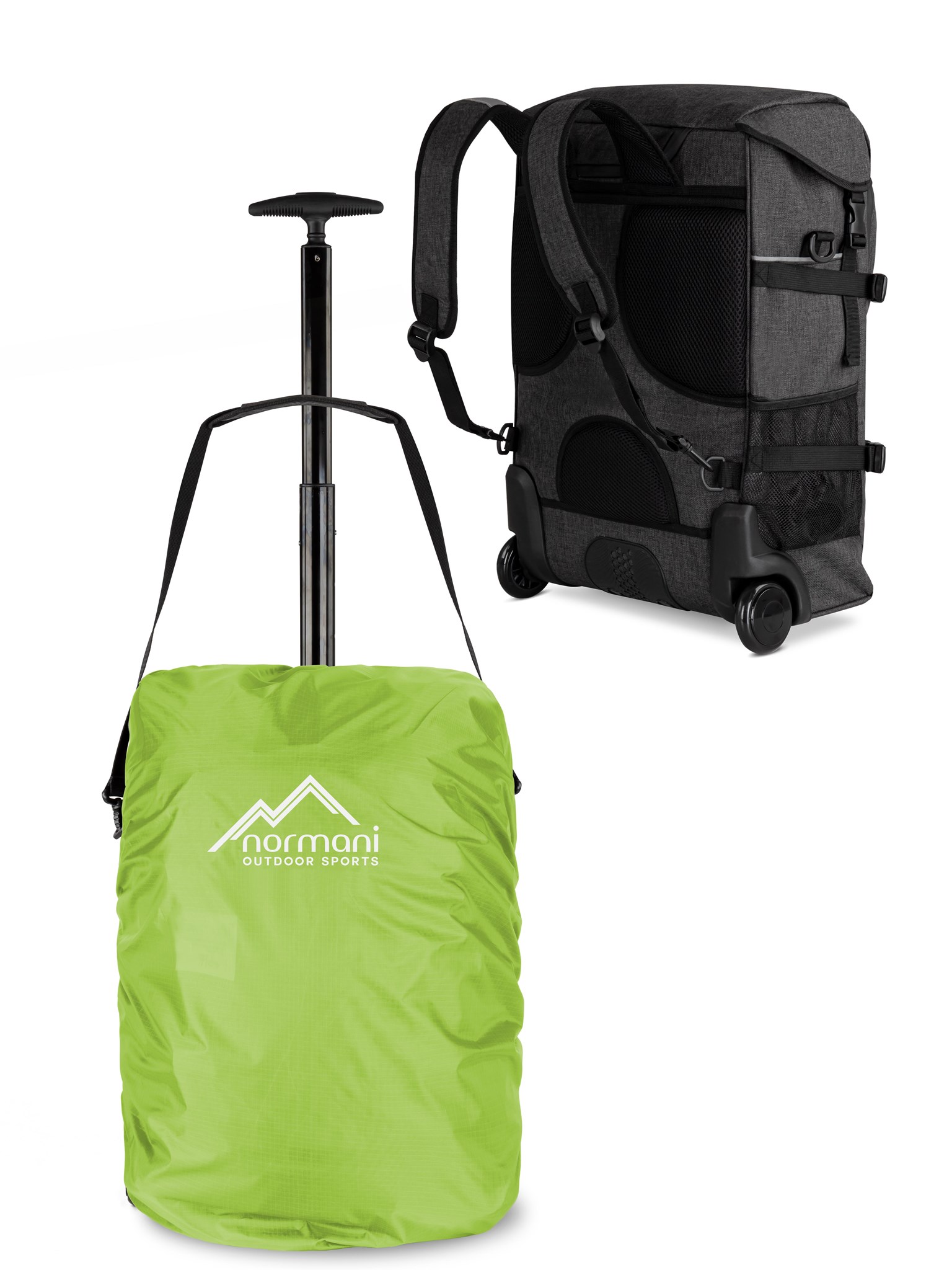 Bild von Rucksack mit Trolleyfunktion 37 L und Regenüberzug Limette