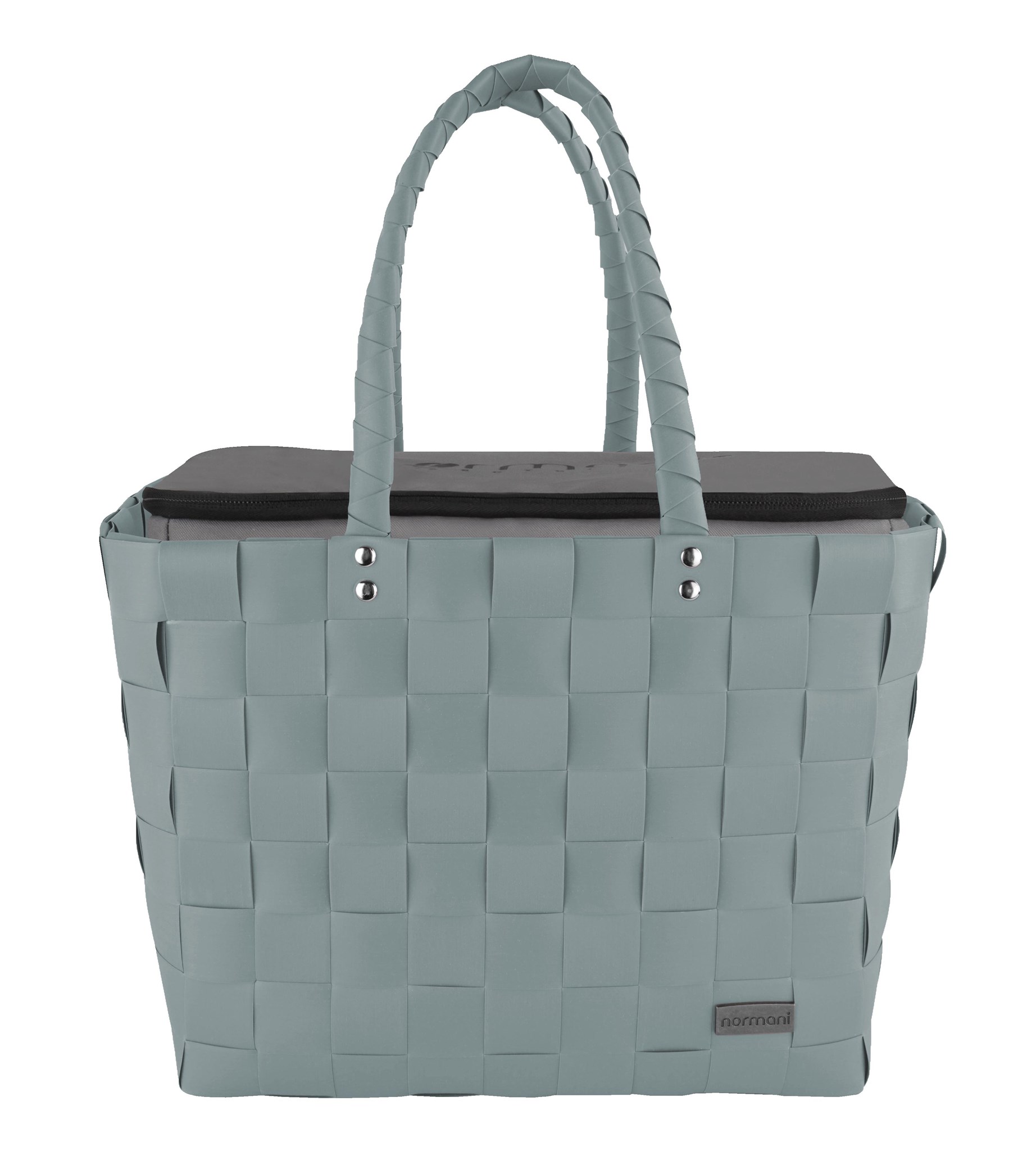 Bild von Flechtkorb mit großer Kühltasche Mint