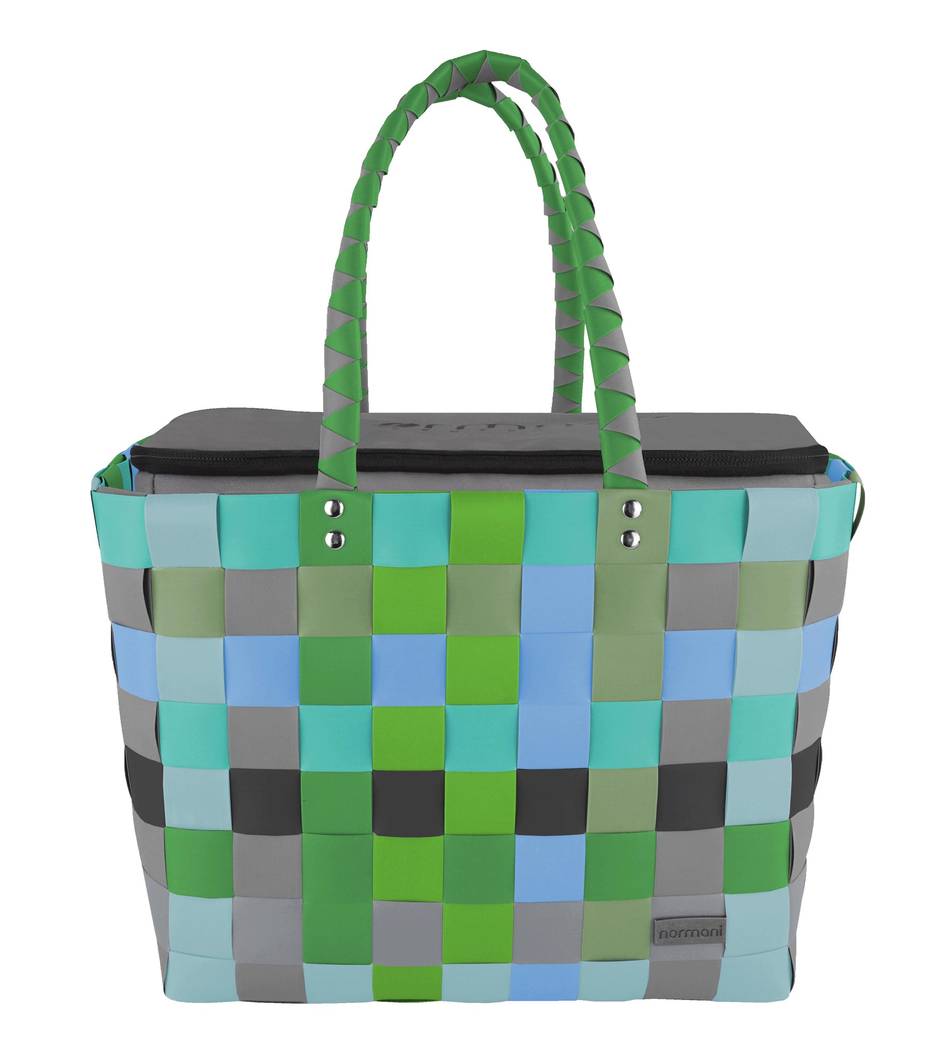 Bild von Flechtkorb mit großer Kühltasche Raindrop