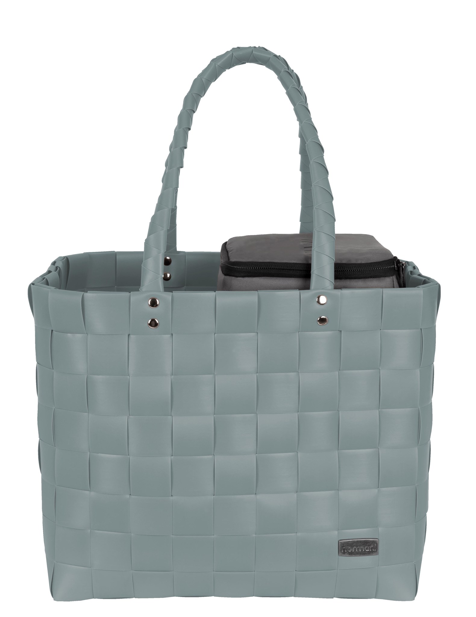 Bild von Flechtkorb mit kleiner Kühltasche Mint