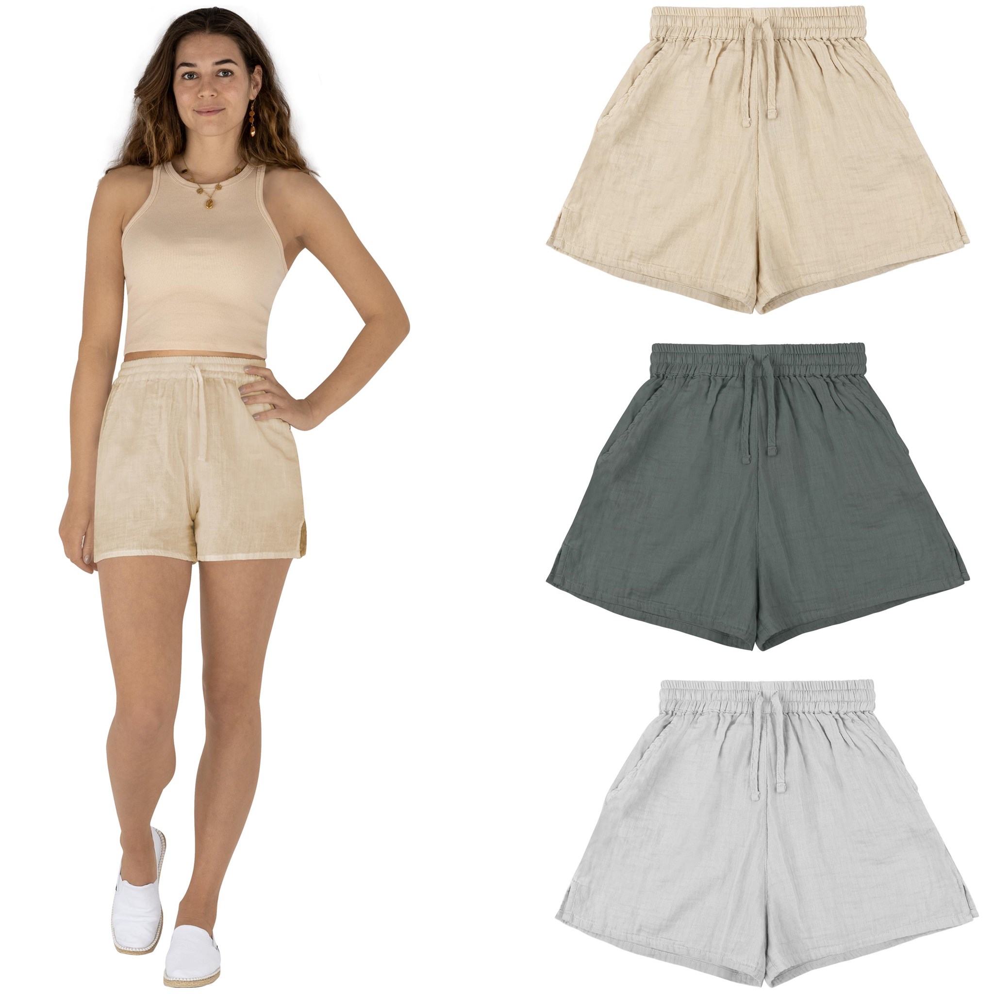 Bild von Kurze Damen Musselin Hose