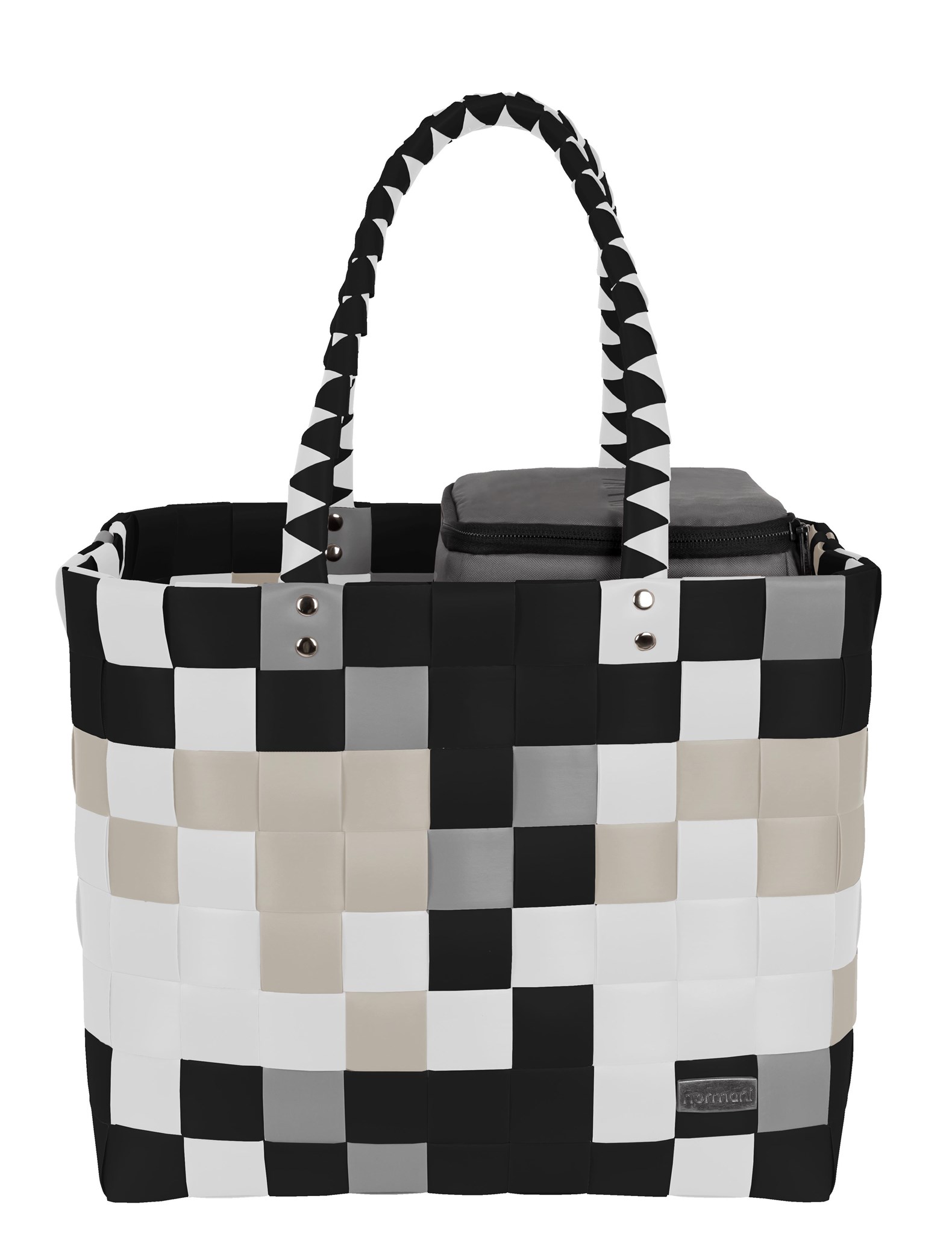 Bild von Flechtkorb mit kleiner Kühltasche Stone